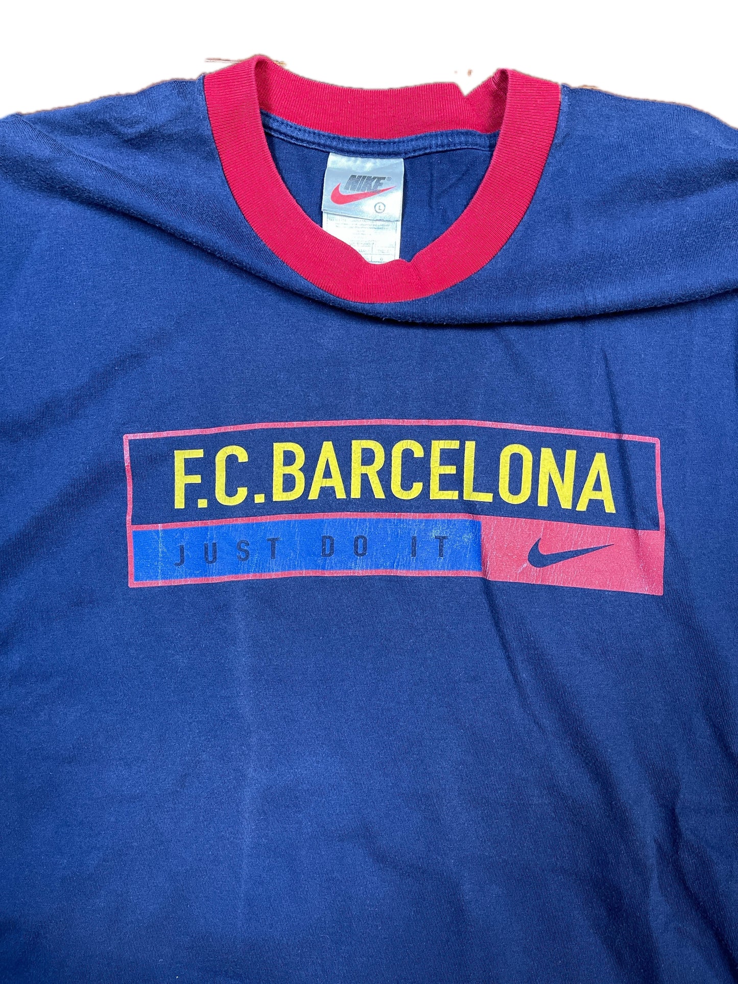 Vintage Nike 1990s Fc Barcelona T-Shirt Navy - L
