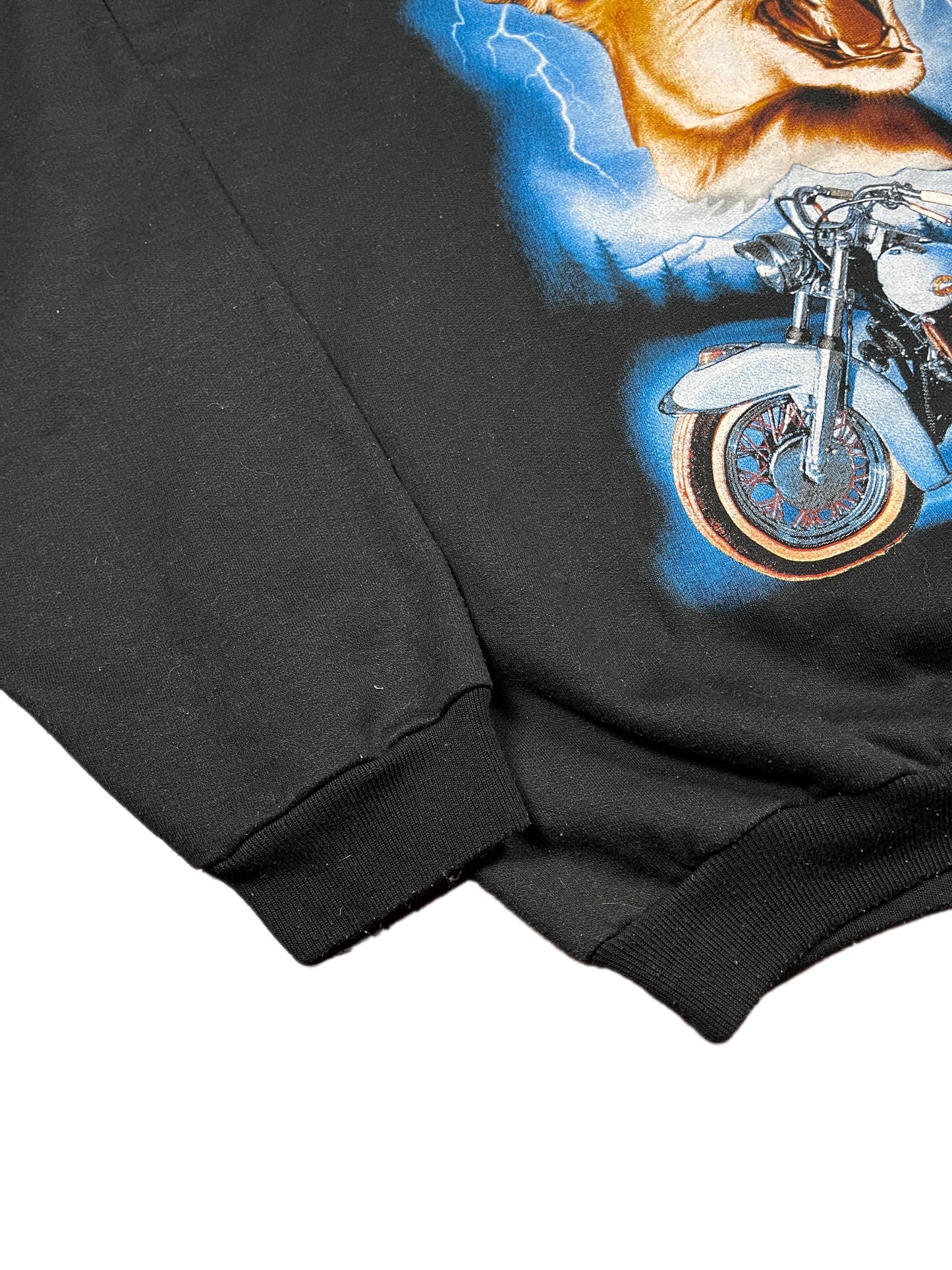 Y2k Sweatshirt Panther Motorcycle Black - L/XL