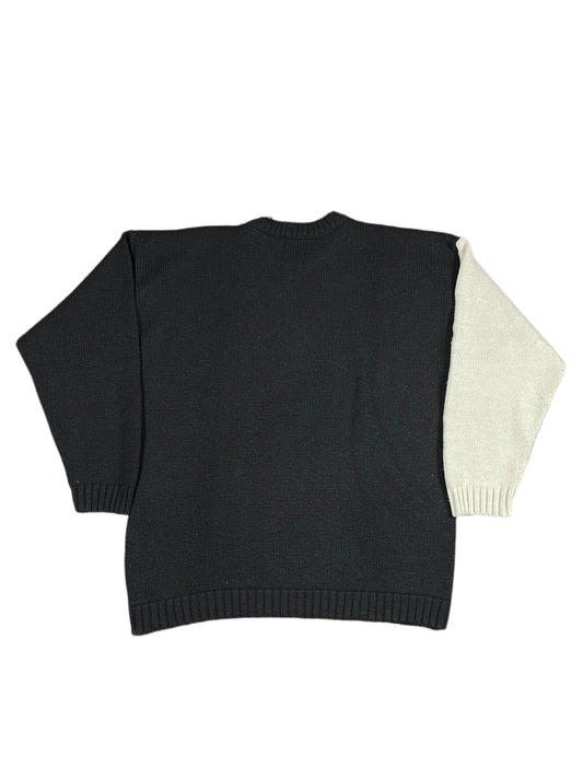 Vintage Droopy 1999 Studio Aventures Chunky Knitted Sweatshirt Black White - M