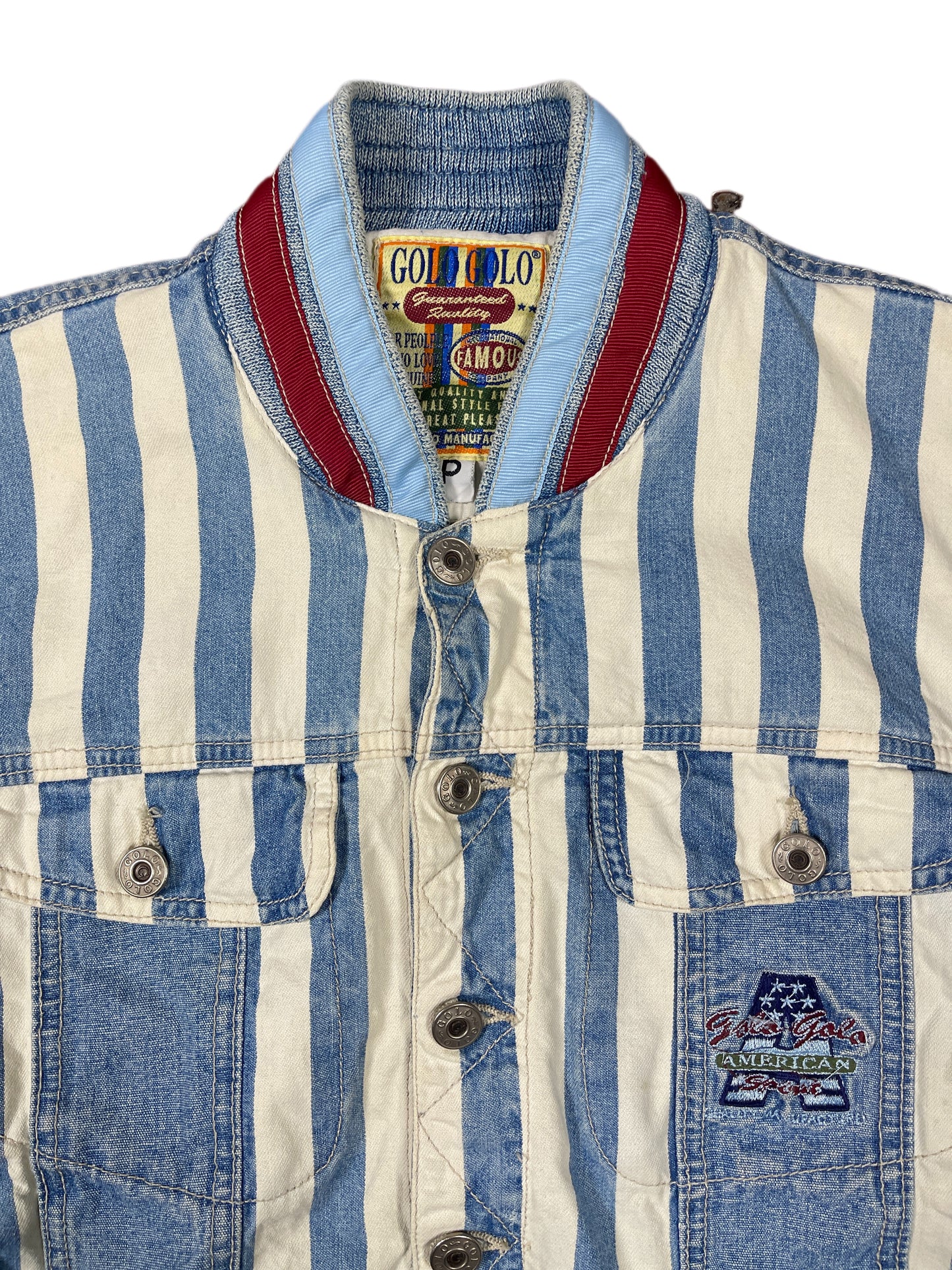Vintage Golo Golo Denim Jacket Striped Blue - S