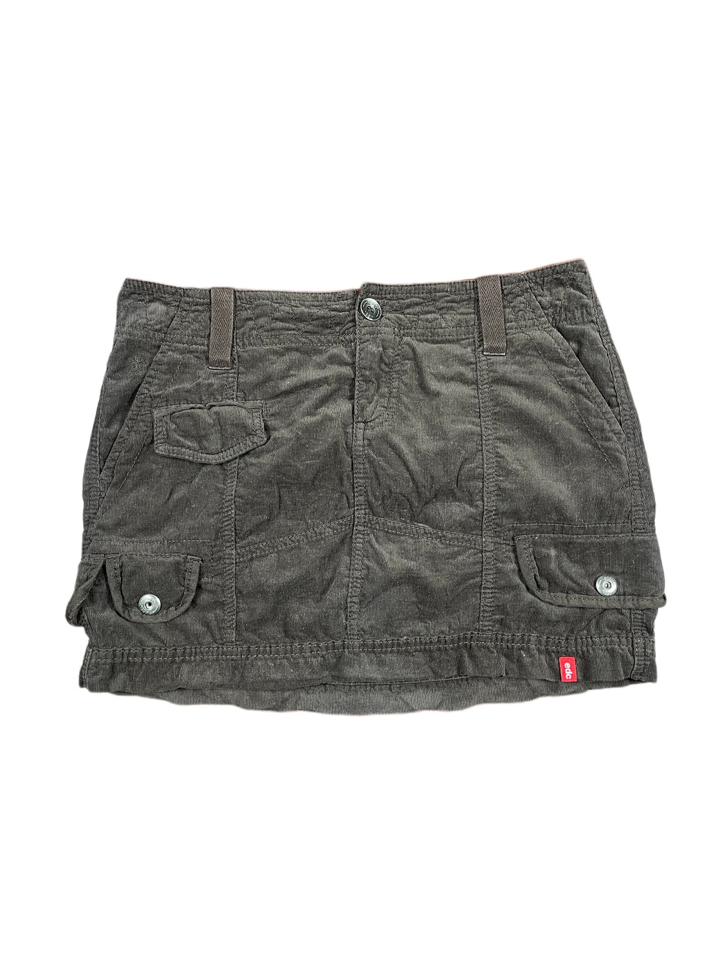 Y2k Esprit Low Waist Mini Corduroy Skirt Black - XS