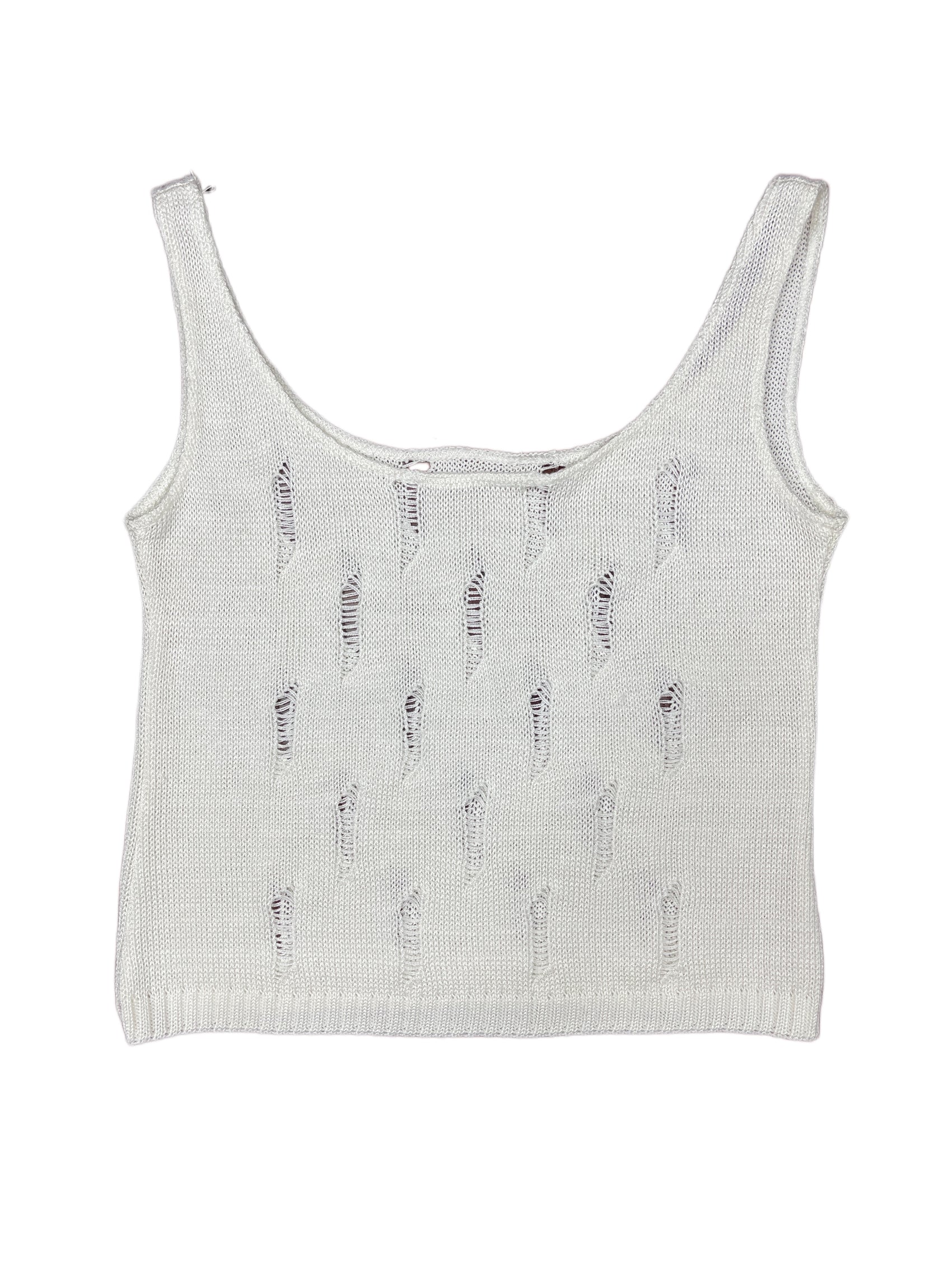 Vintage Knitted Sleeveless Top White - S/M