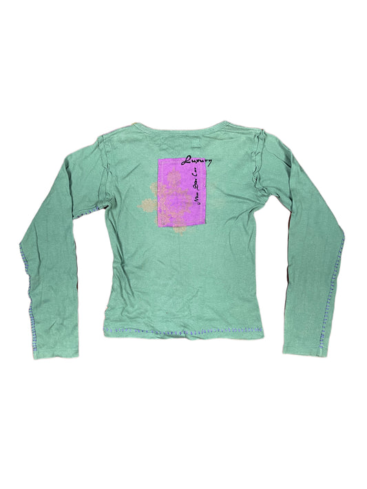 Y2k Miss Side Car Long Sleeve Top Green - S/M