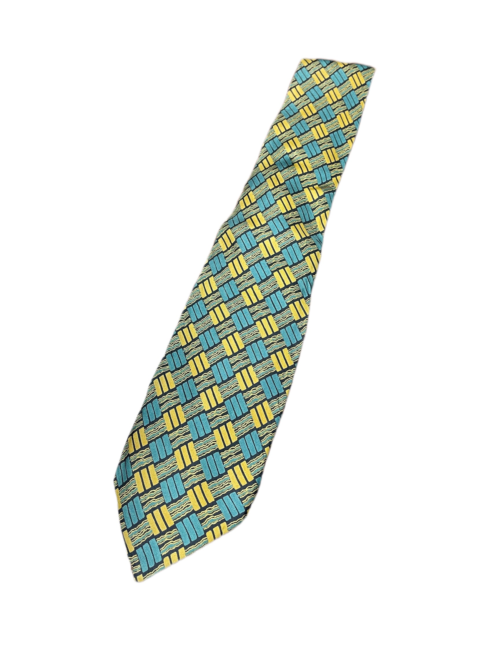 Vintage Silk Tie Gold Turquoise