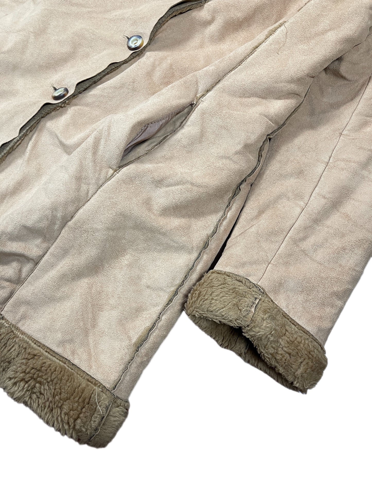 Vintage Faux Fur Coat Beige - M