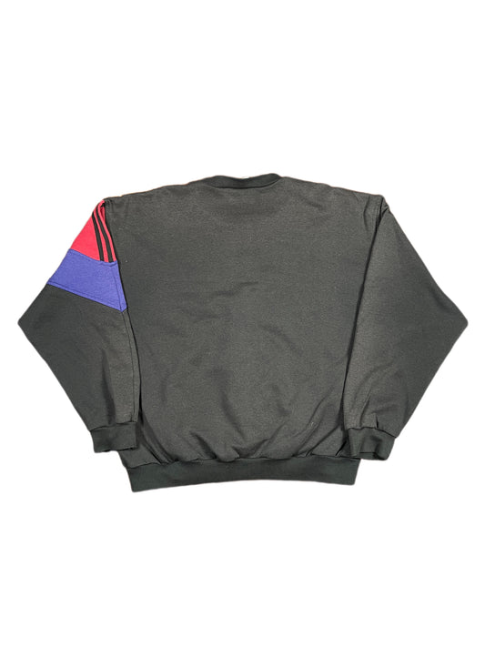 Vintage 1990s Adidas Sweatshirt Black Multicolor L/XL