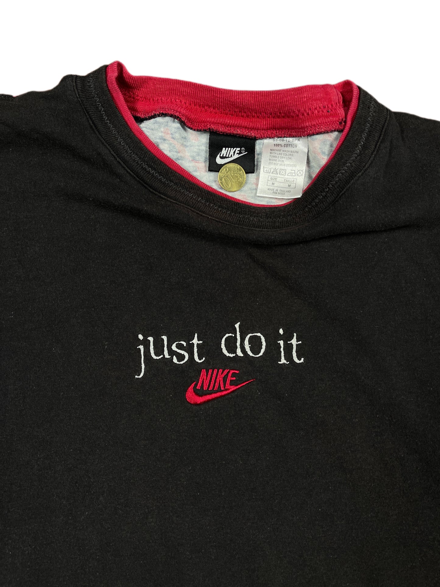 Vintage Nike T-Shirt Black Red - M