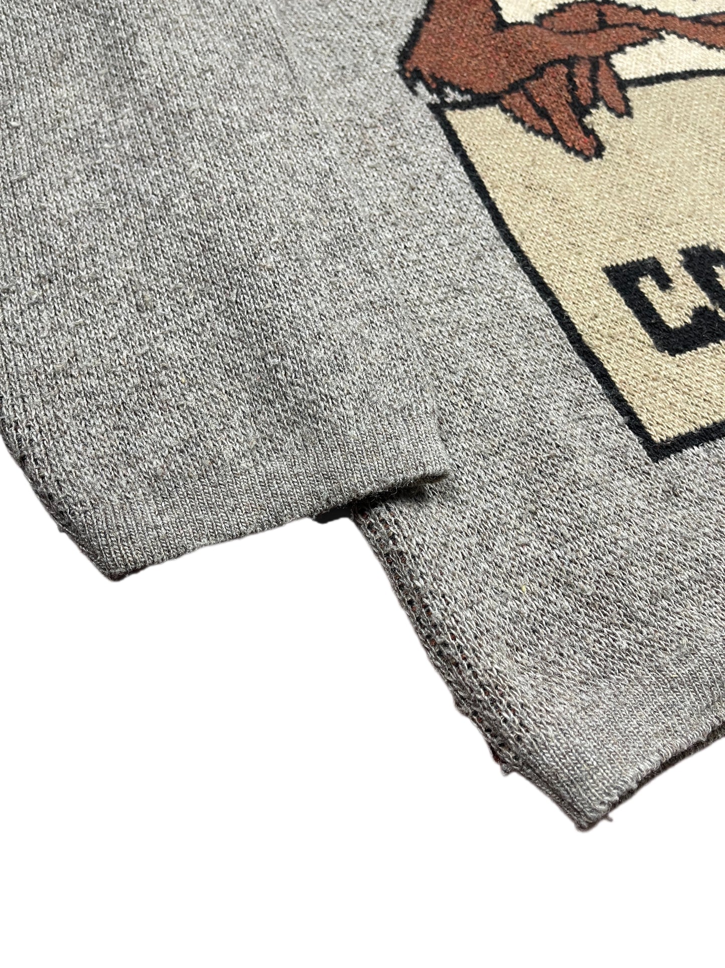 Vintage Warner Bros 2003 Looney Tunes Tasmanian Devil No Comment Knitted Sweatshirt Gray Brown - XL