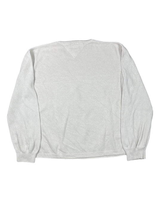 Y2k Tommy Hilfiger Knitted Sweatshirt Beige Cream XL