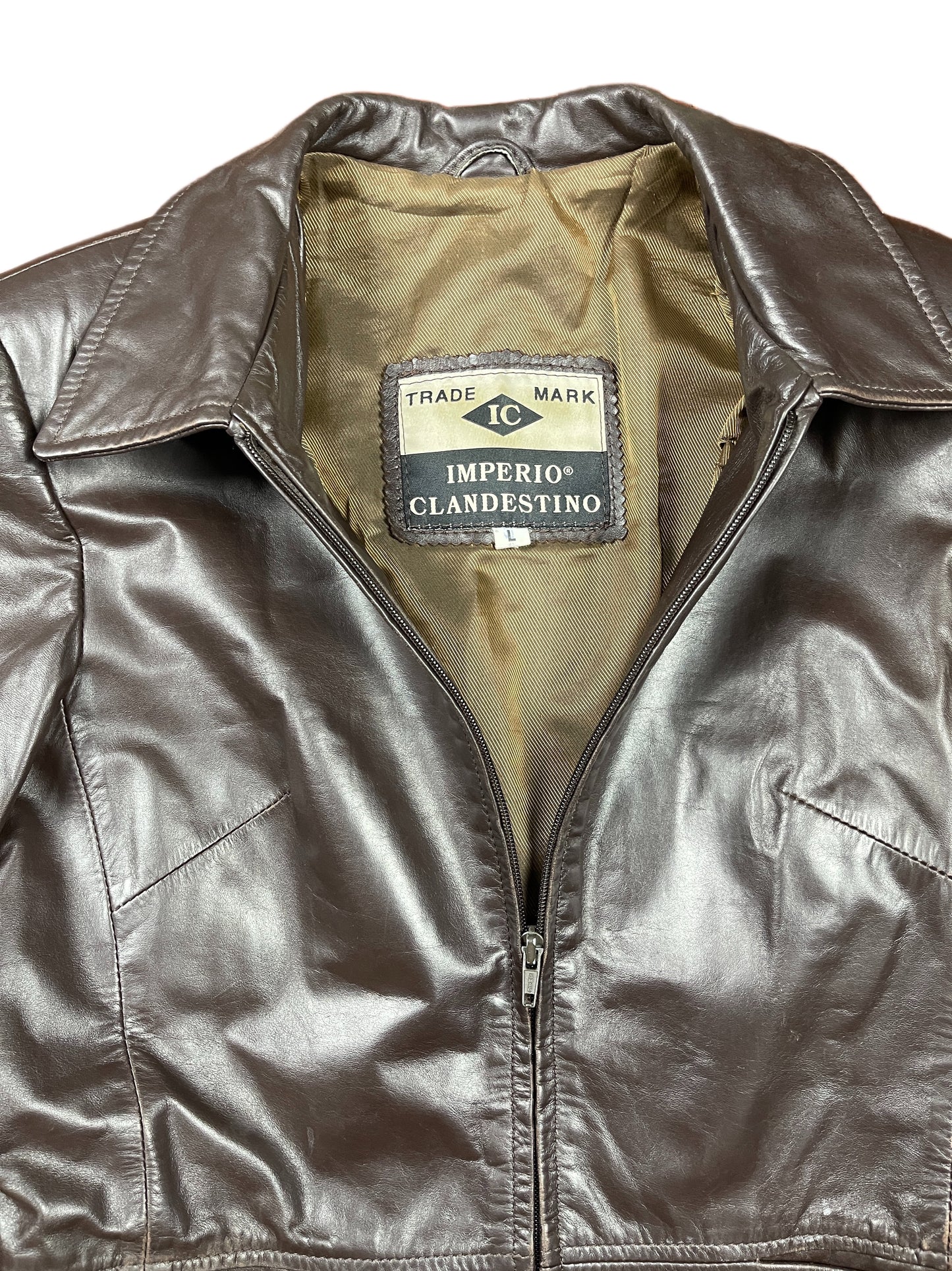 Vintage Imperio Clandestino Leather Coat Brown - L