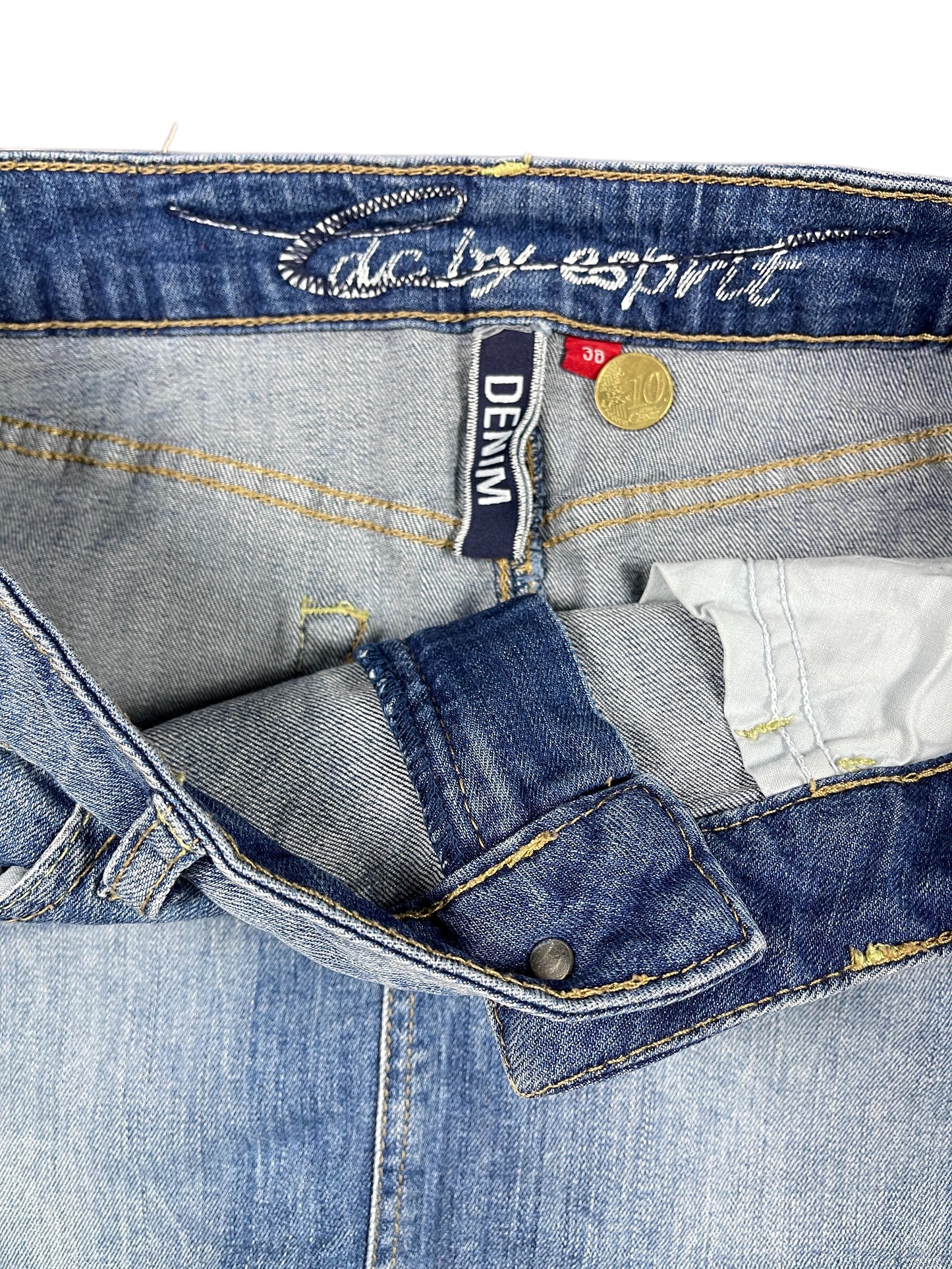 Y2k Esprit Low Waist Denim Skirt Blue - M