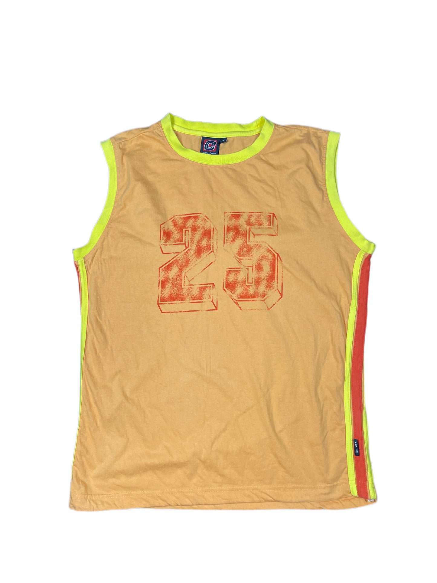 Y2k Cool Cat Tank Top Orange Yellow - XL