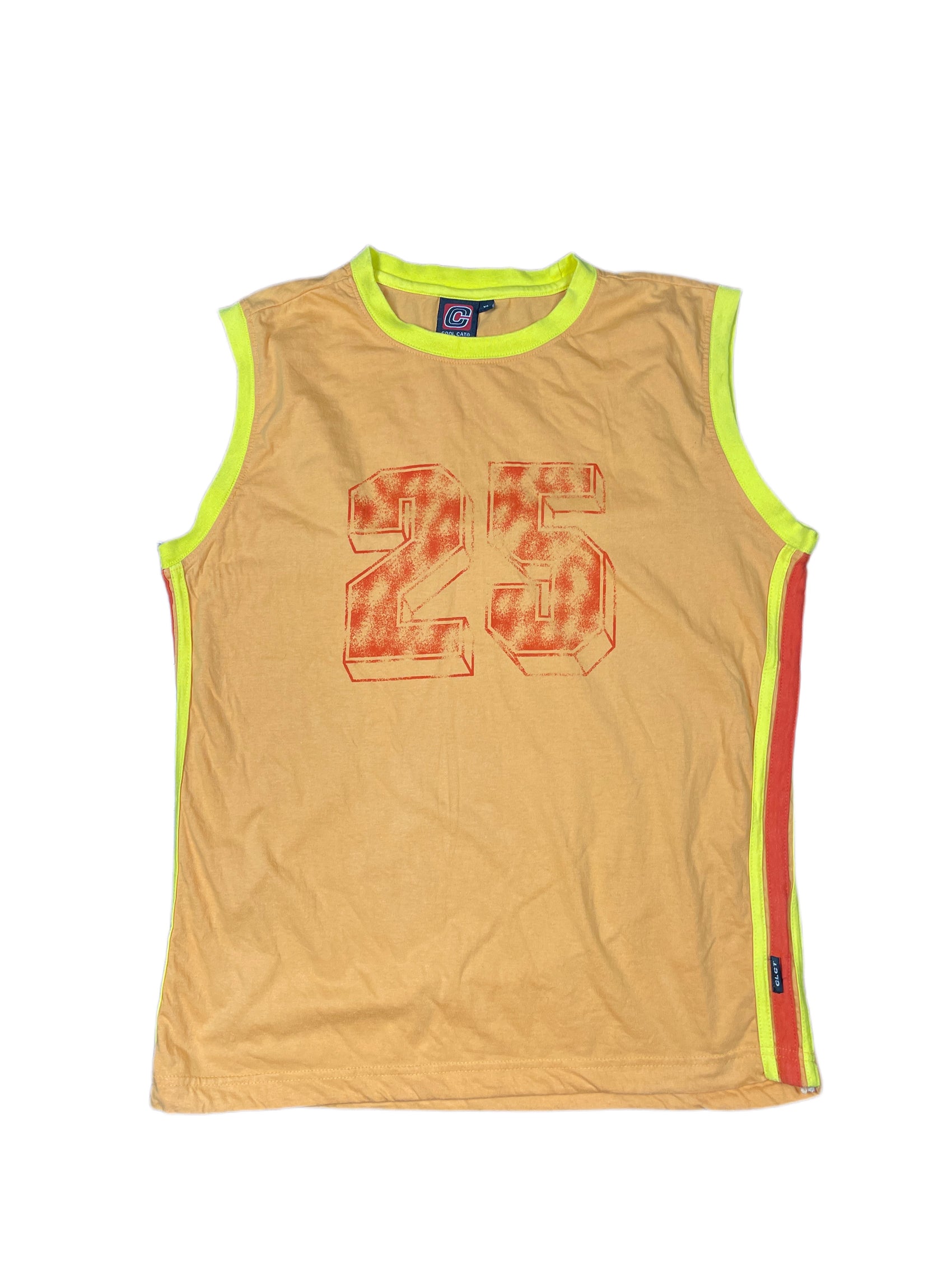 Y2k Cool Cat Tank Top Orange Yellow - XL