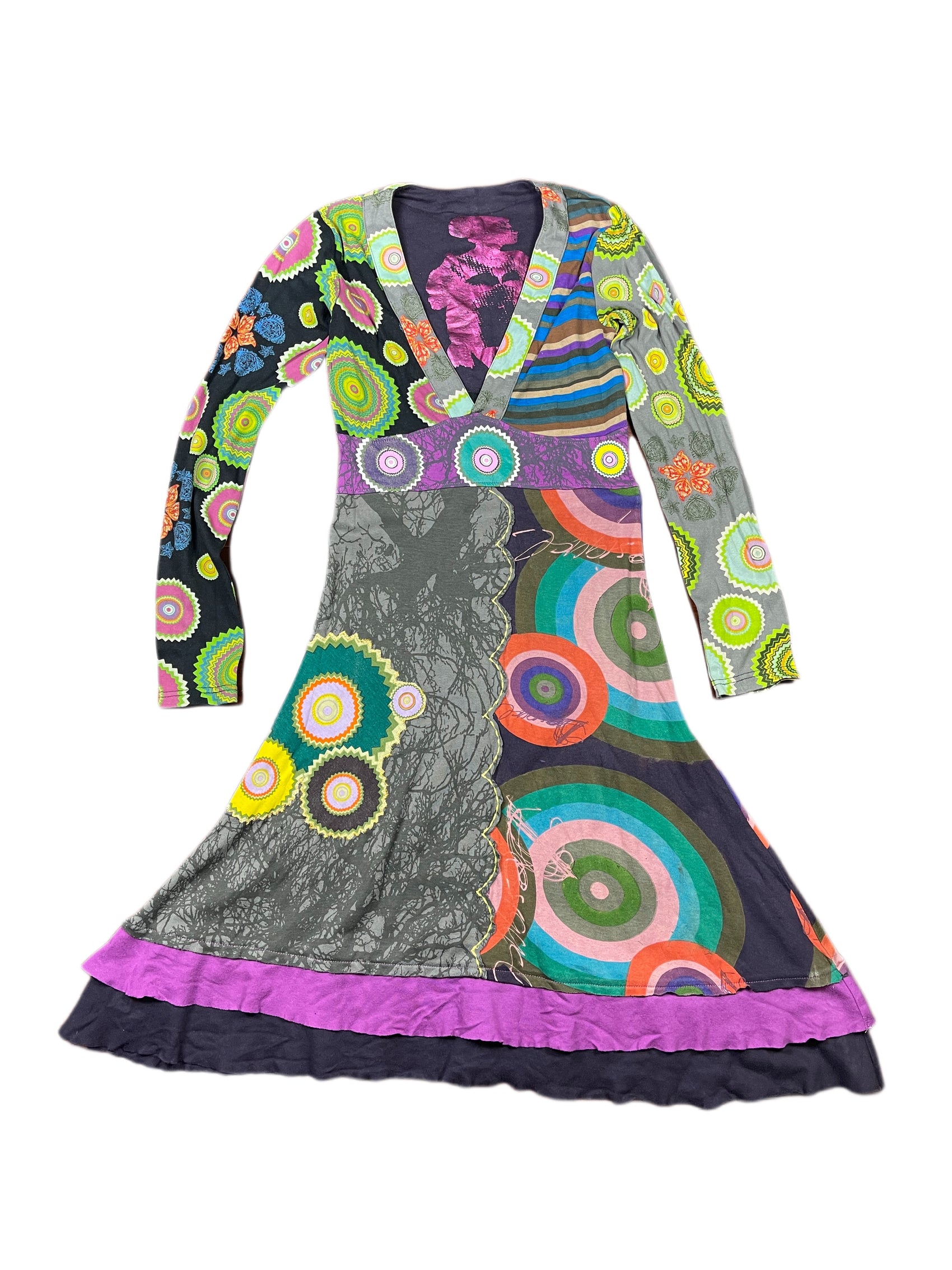 Y2k Desigual Long Sleeve Dress Multicolor - XS
