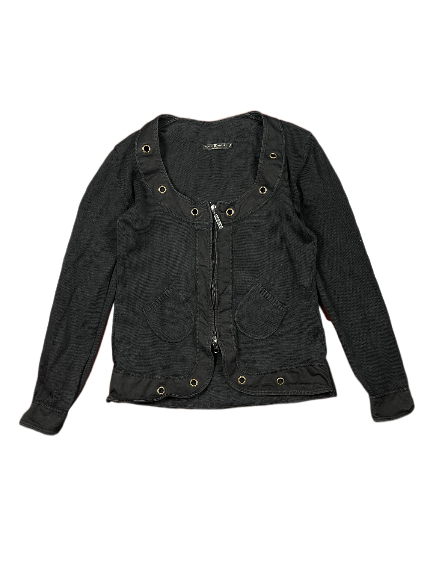 Y2k Pull Boxx Zip Sweatshirt Black - XL