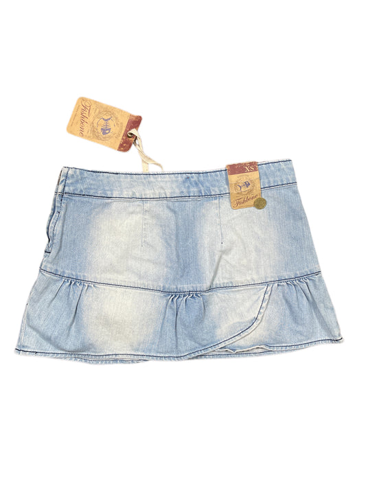 Y2k Fishbone Denim Skirt Blue - XS