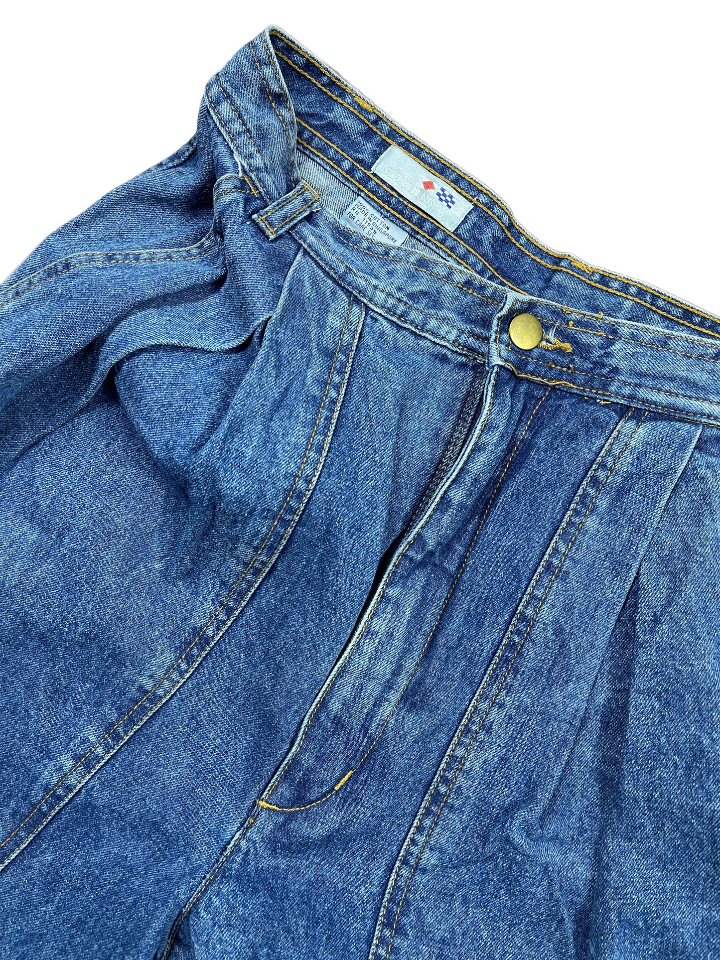 Vintage French Navy High Waist Denim Pants Blue - M