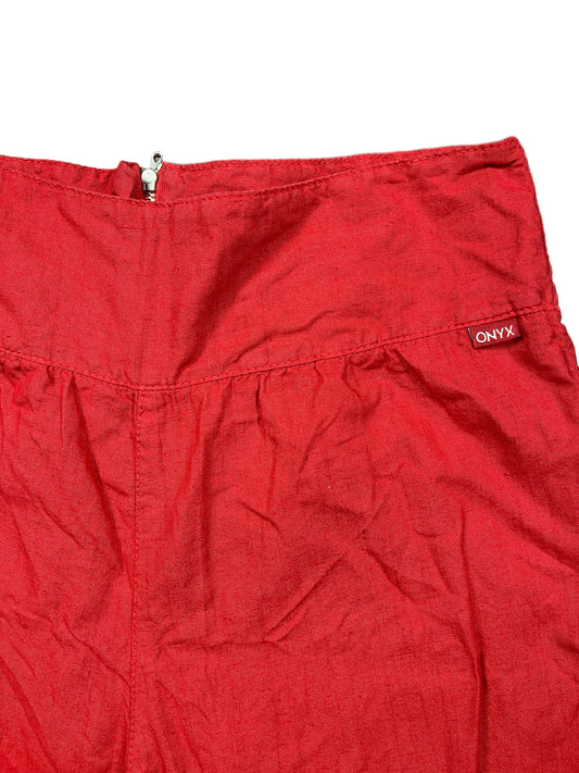 Y2k Onyx Bootcut Flared Cloth Pants Red - L