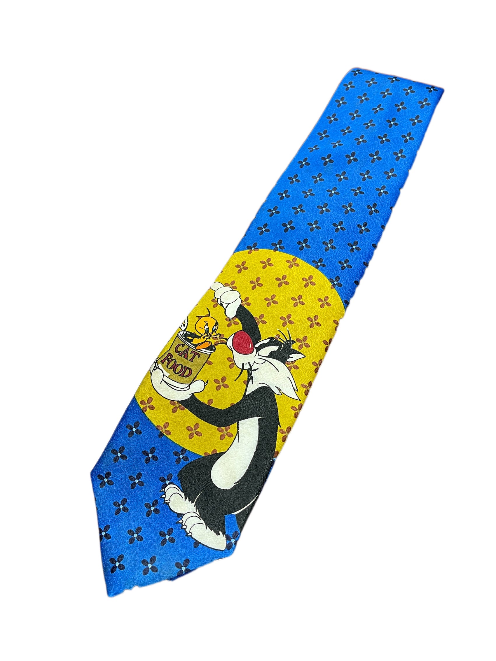 Vintage Tweety Silvester 2000 Looney Tunes Tie Blue Yellow