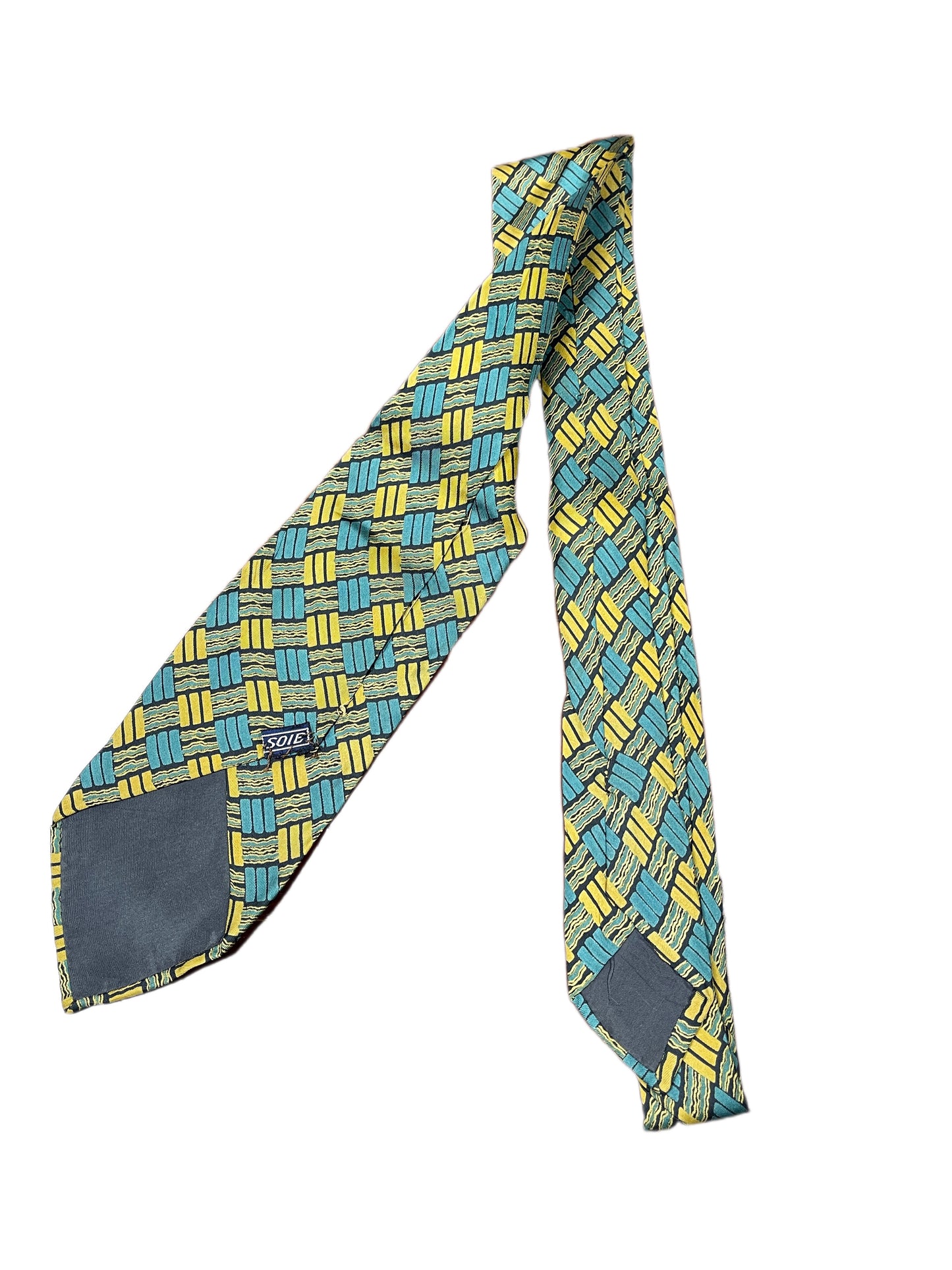 Vintage Silk Tie Gold Turquoise