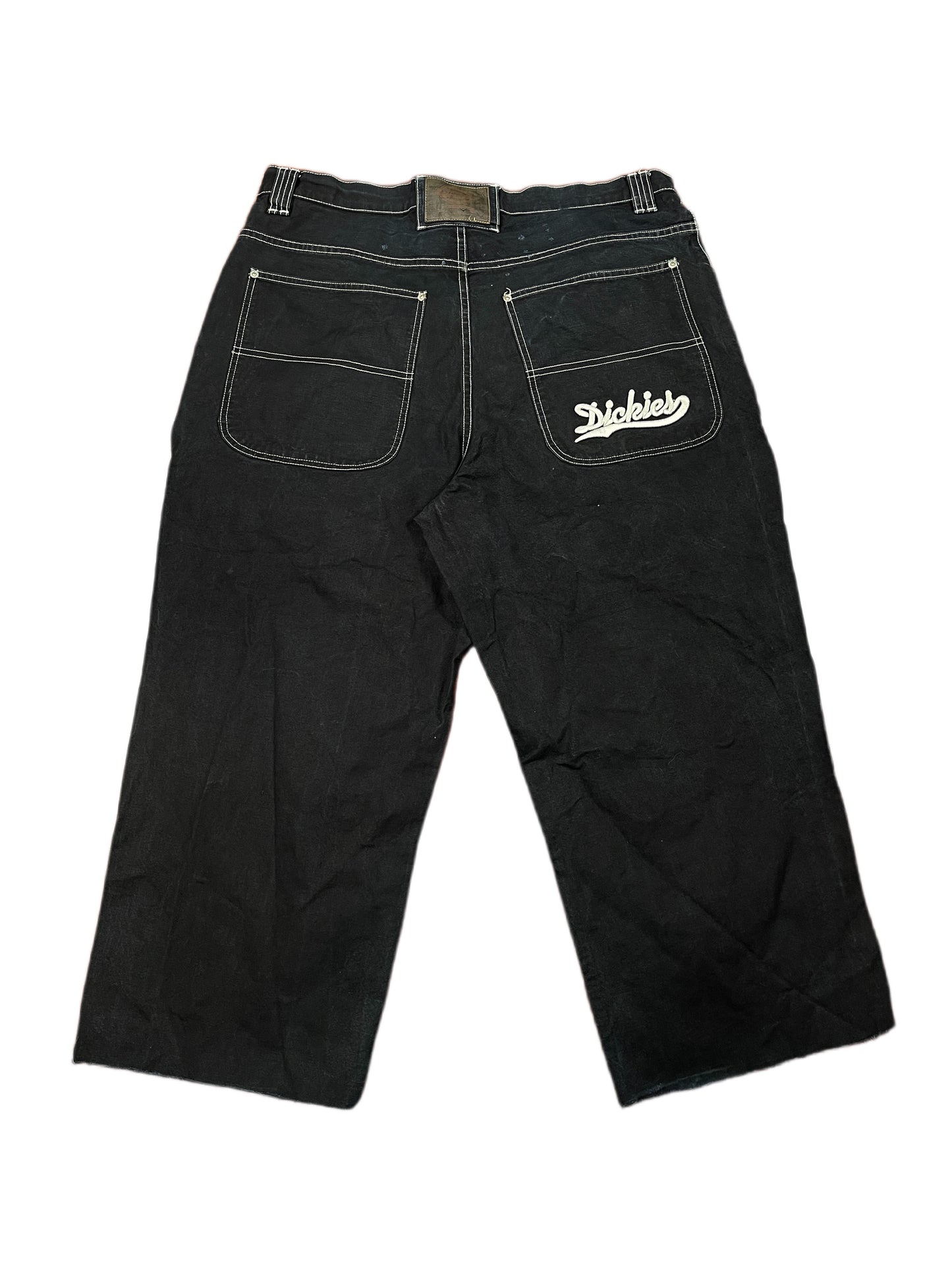 Y2k Dickies Cropped Denim Pants Hip Hop Black - XXL