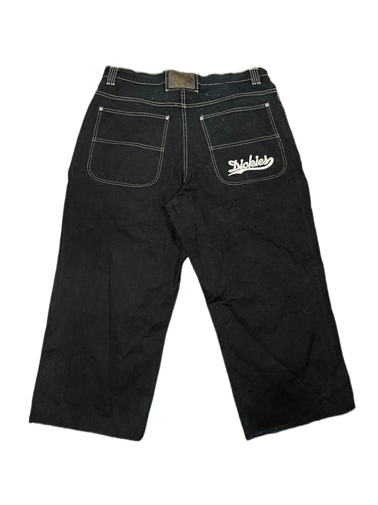 Y2k Dickies Cropped Denim Pants Hip Hop Black - XXL