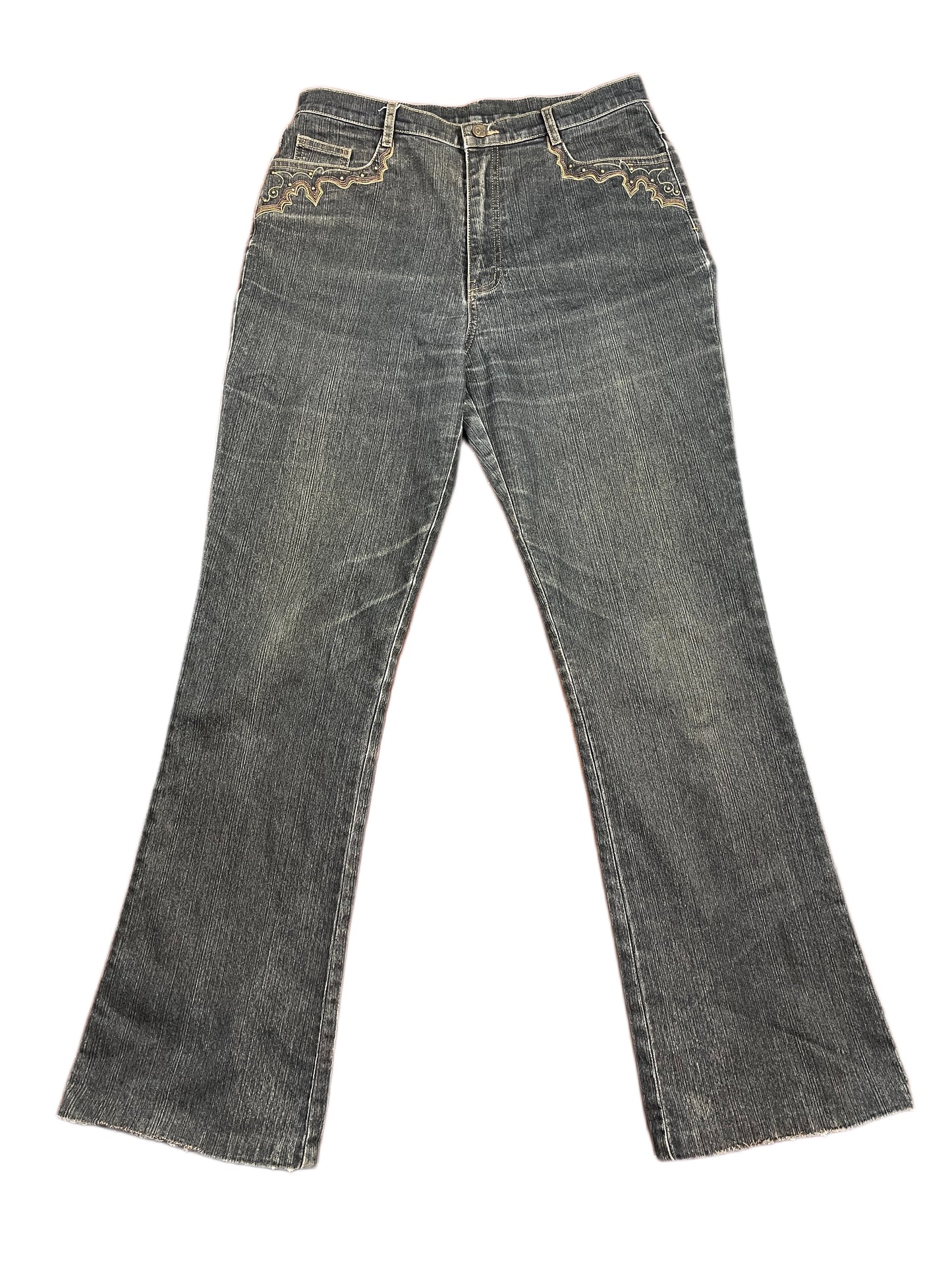 Y2k I. Quing Flared Denim Pants Blue - M/L
