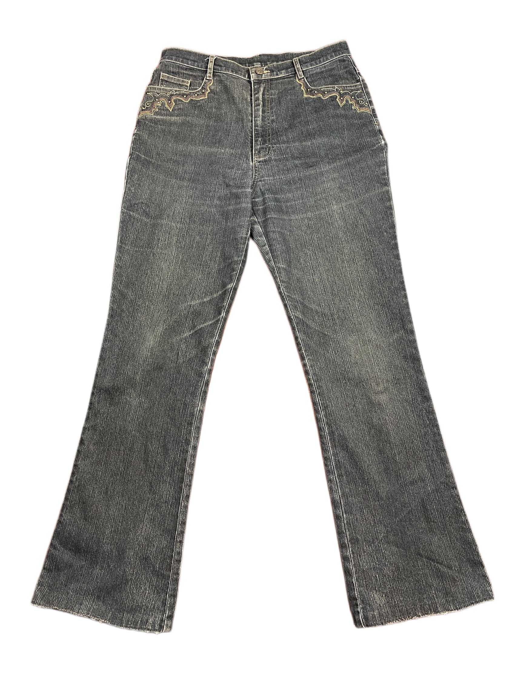 Y2k I. Quing Flared Denim Pants Blue - M/L