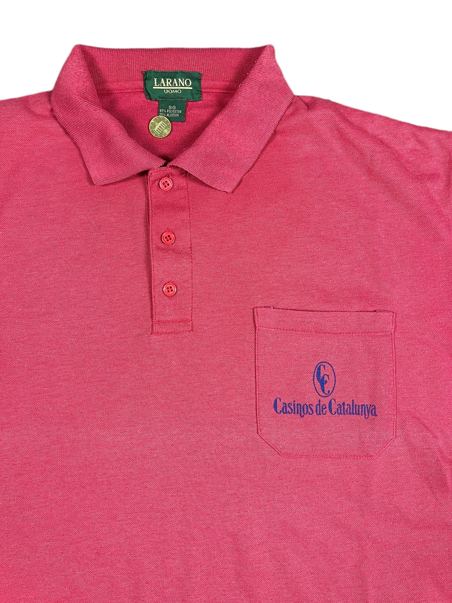 VIntage Larano 1997 Casinos de Catalunya Montserrat Polo Shirt Red - L