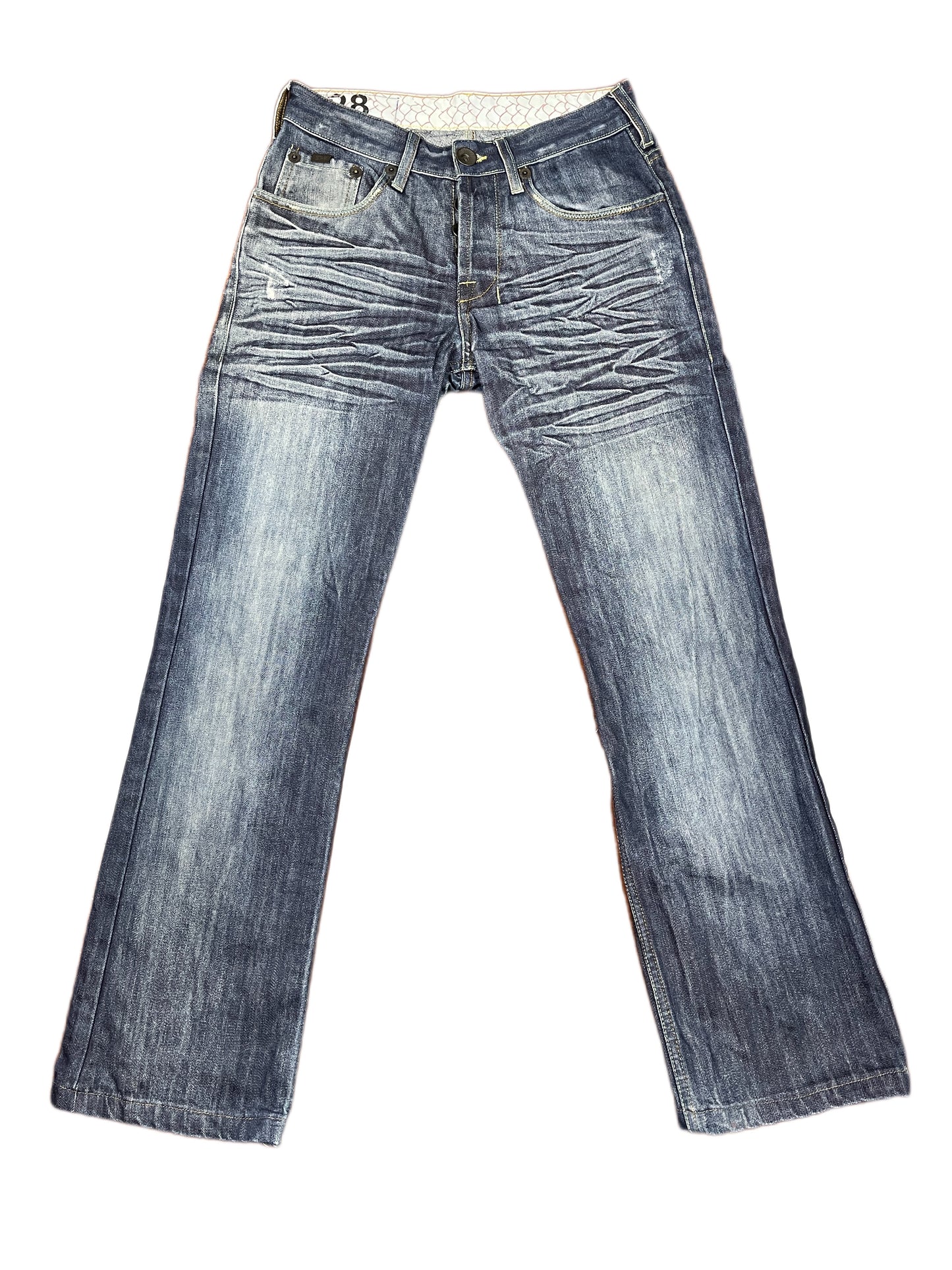 Y2k Springfield Bootcut Denim Pants Blue White - XS