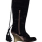 Y2k Victorio & Lucchino Knee High Velvet Brown Boots - 36