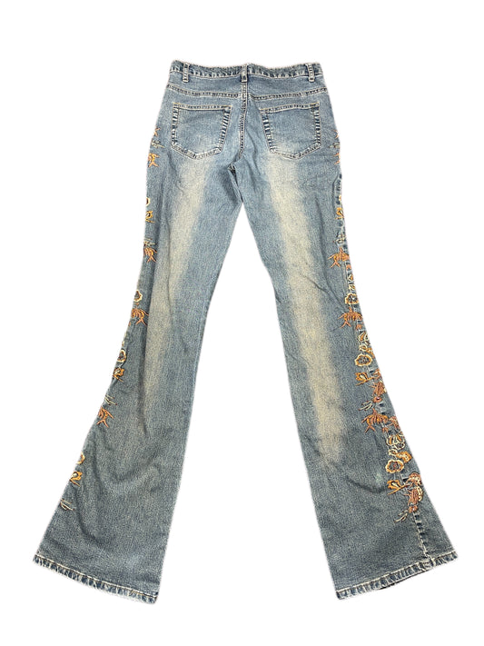 Y2k Trf Zara Flared Denim Pants Blue - S