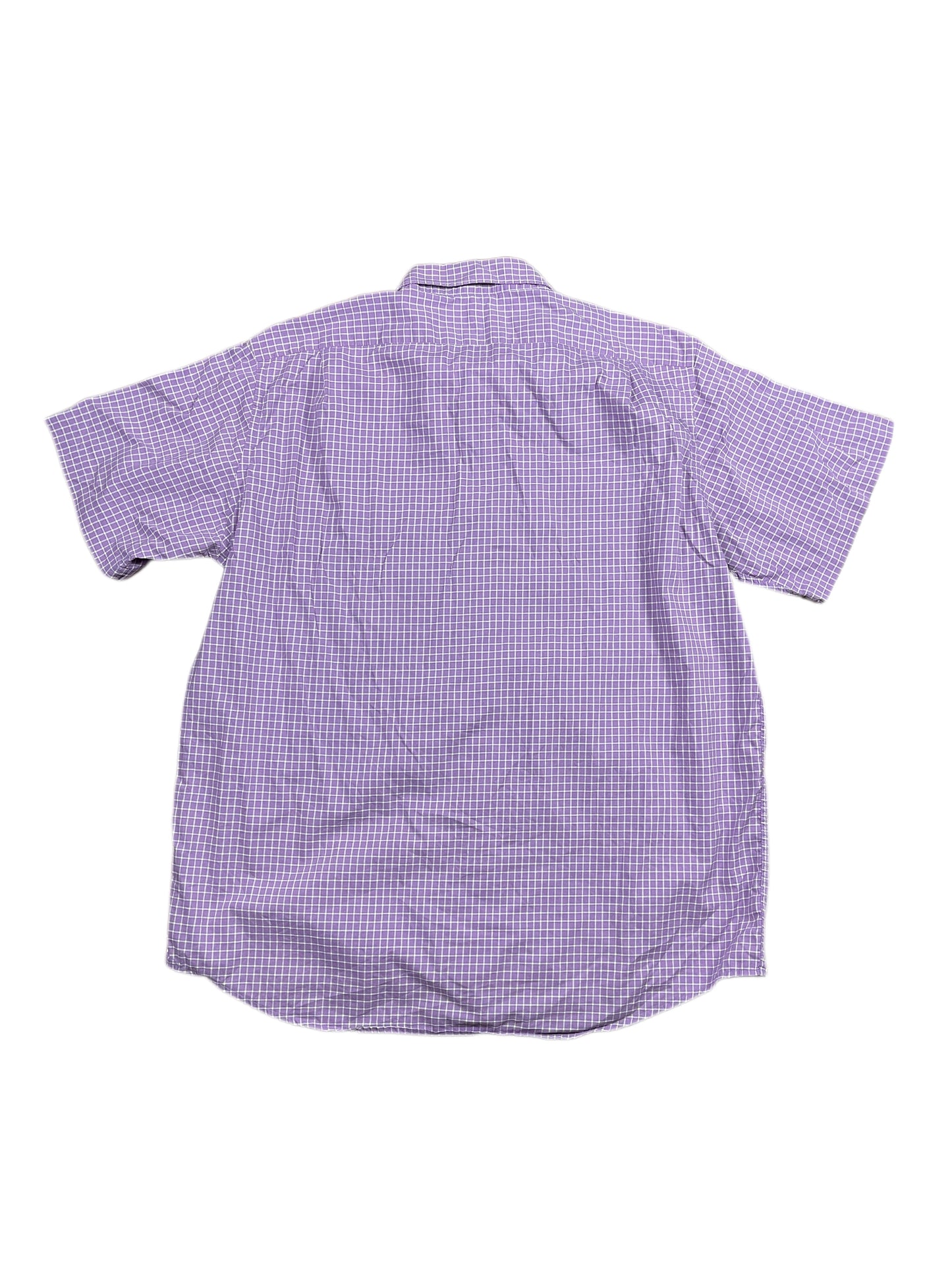 Vintage Lacoste Short Sleeve Shirt Checkered Purple White - XL