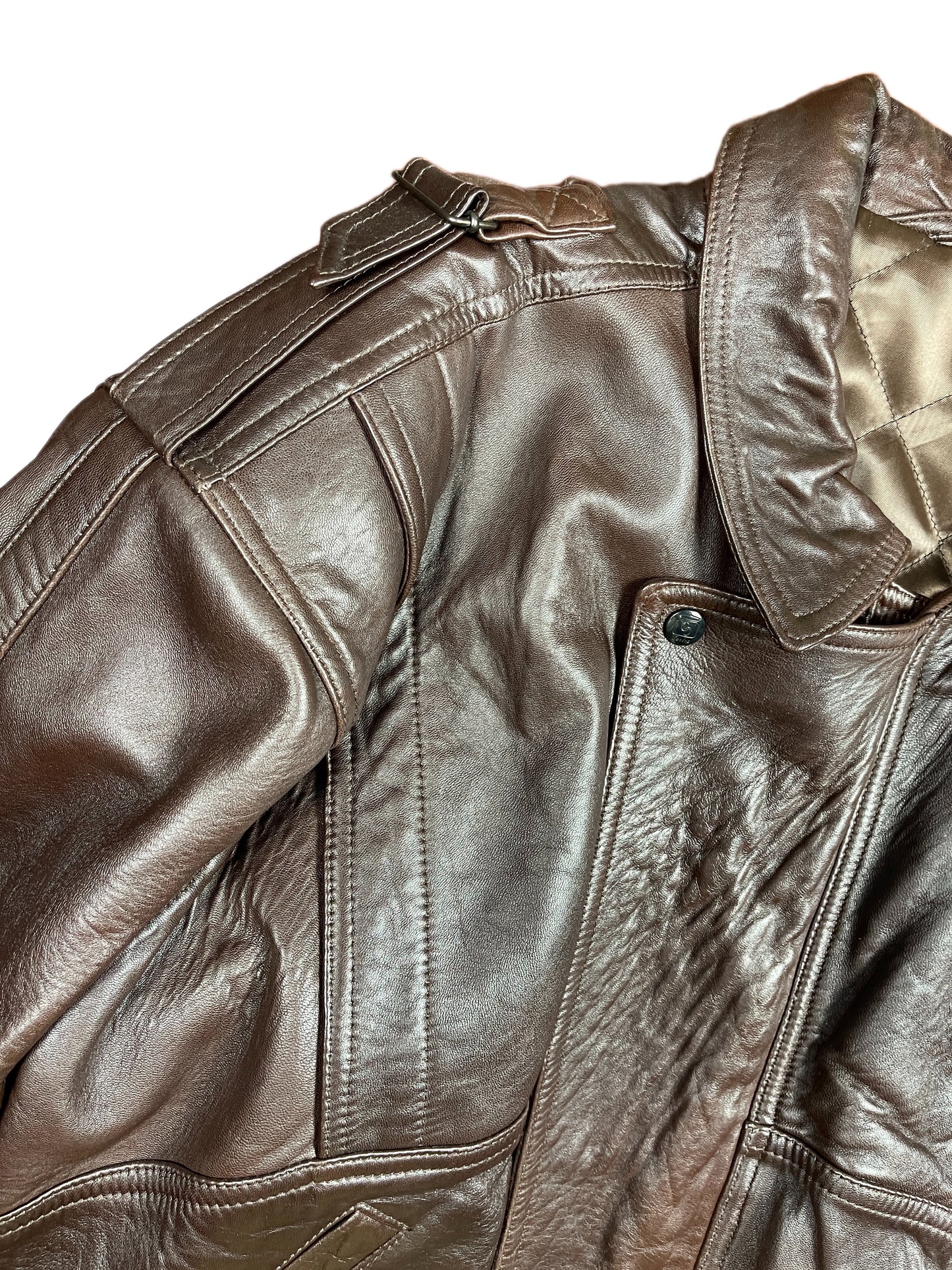 Vintage Carlop Bomber Leather Jacket Brown - M