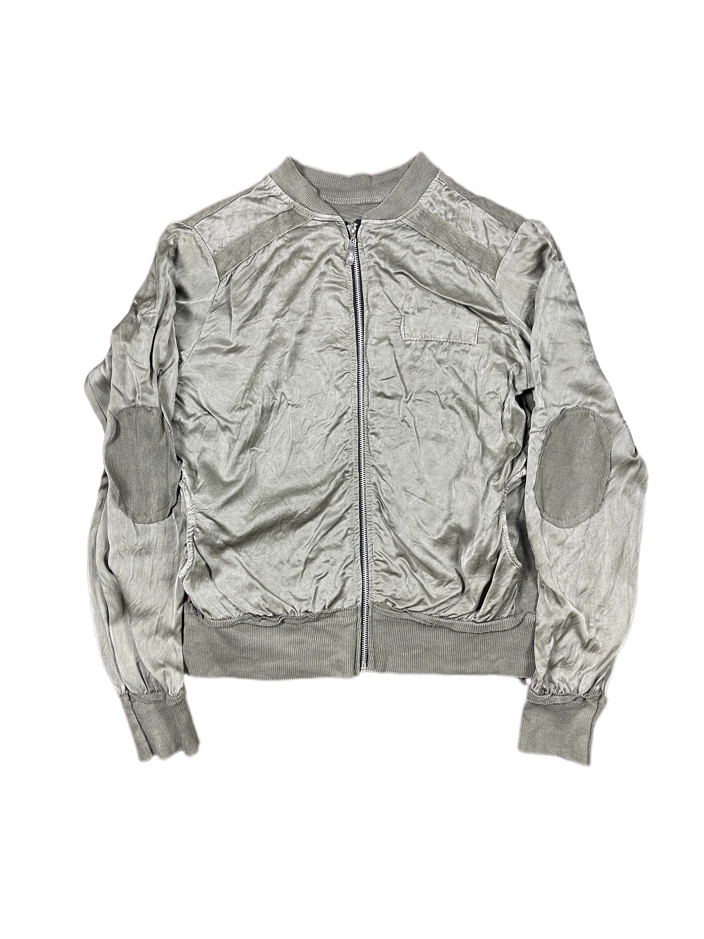 Y2k Silk Jacket SIlver - M/L