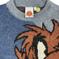 Vintage Looney Tunes 2004 Warner Bros Chunky Knitted Sweatshirt Blue Brown - L