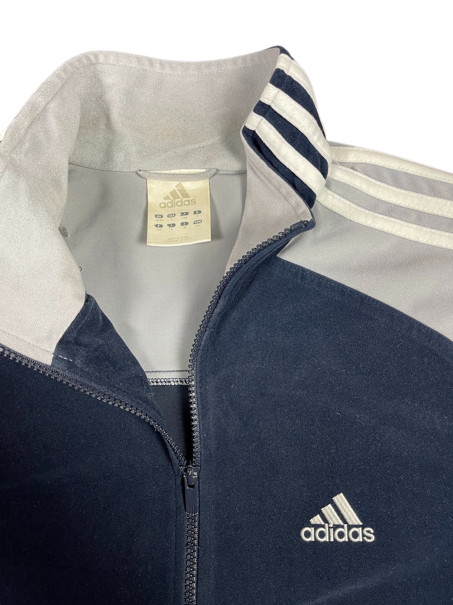 Vintage Adidas 2003 Velur Sport Jacket Navy Gray - S