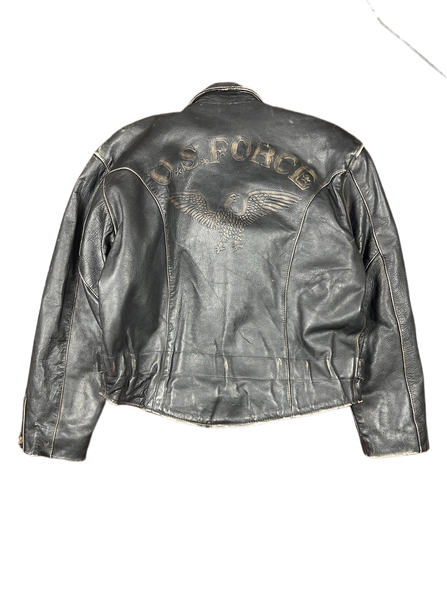 Vintage US Force Bomber Leather Jacket Black L