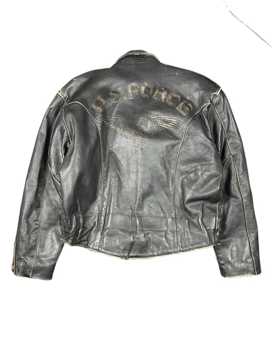 Vintage US Force Bomber Leather Jacket Black L
