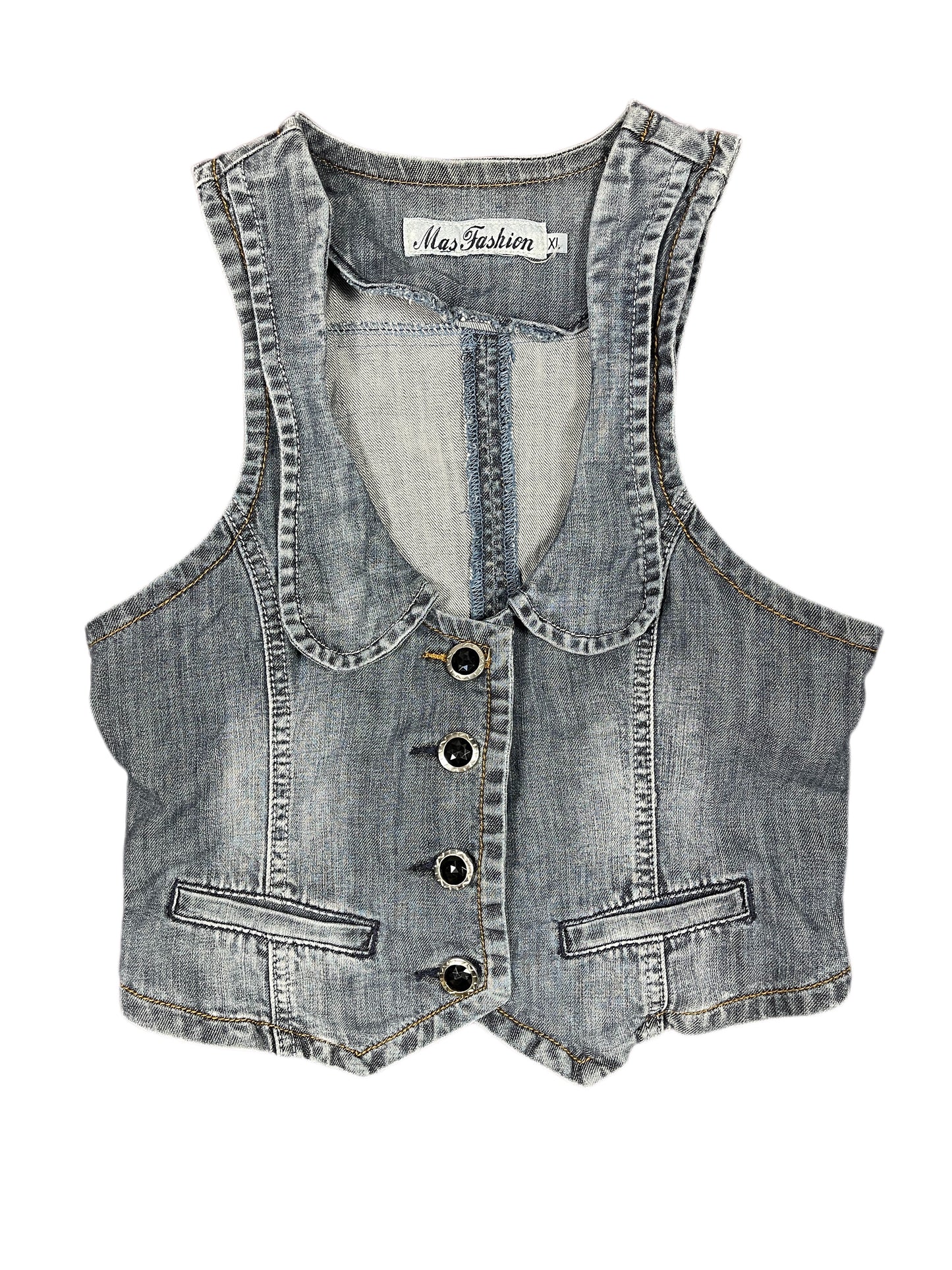 Y2k Mas Fashion Denim Sleeveless Top Blue - XL