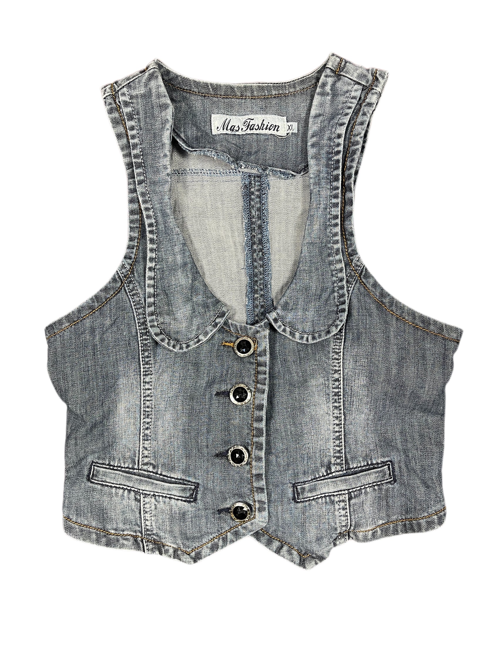 Y2k Mas Fashion Denim Sleeveless Top Blue - XL
