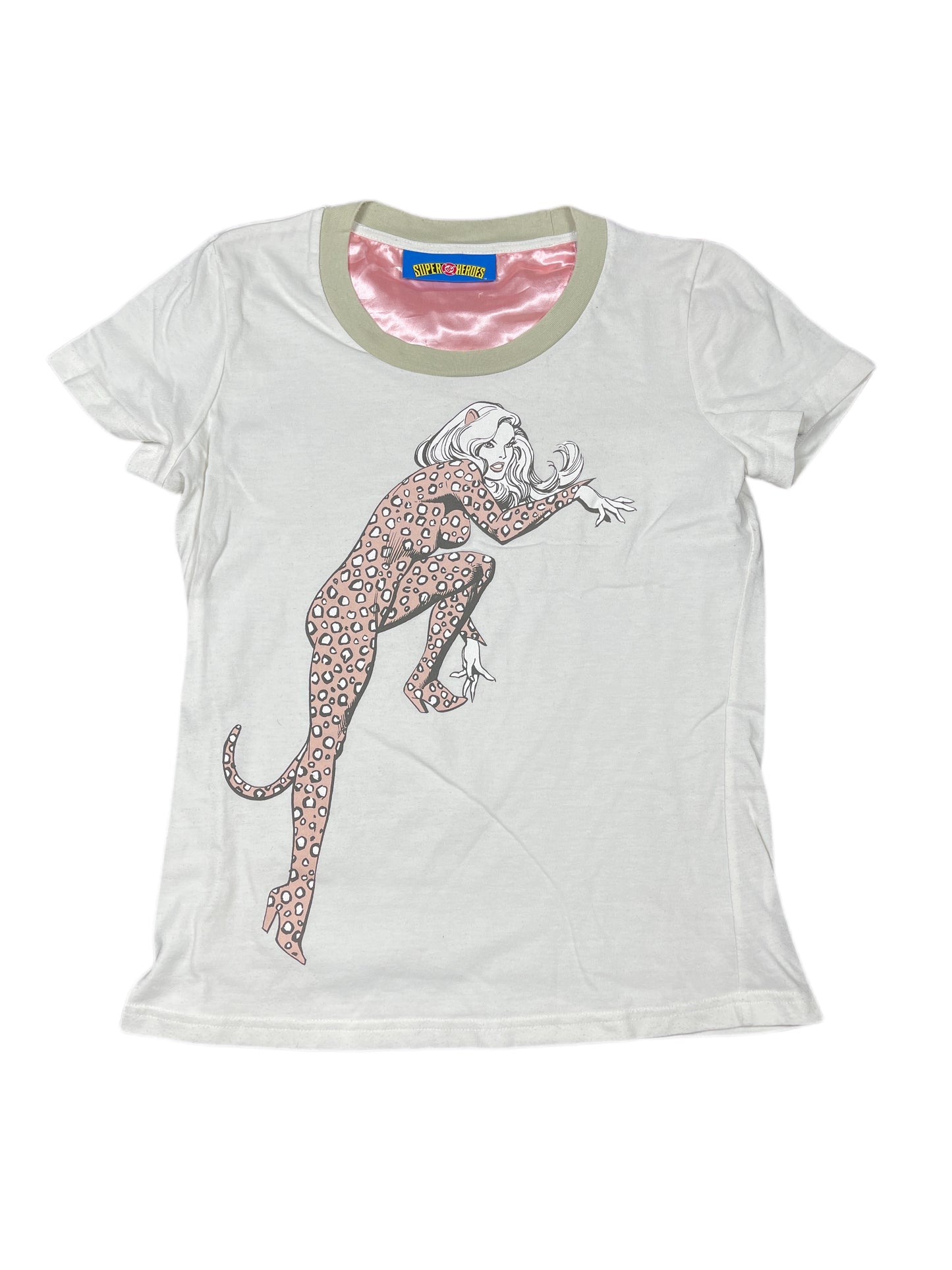 Y2k 2008 Cat Woman Short Sleeve Top White -/M