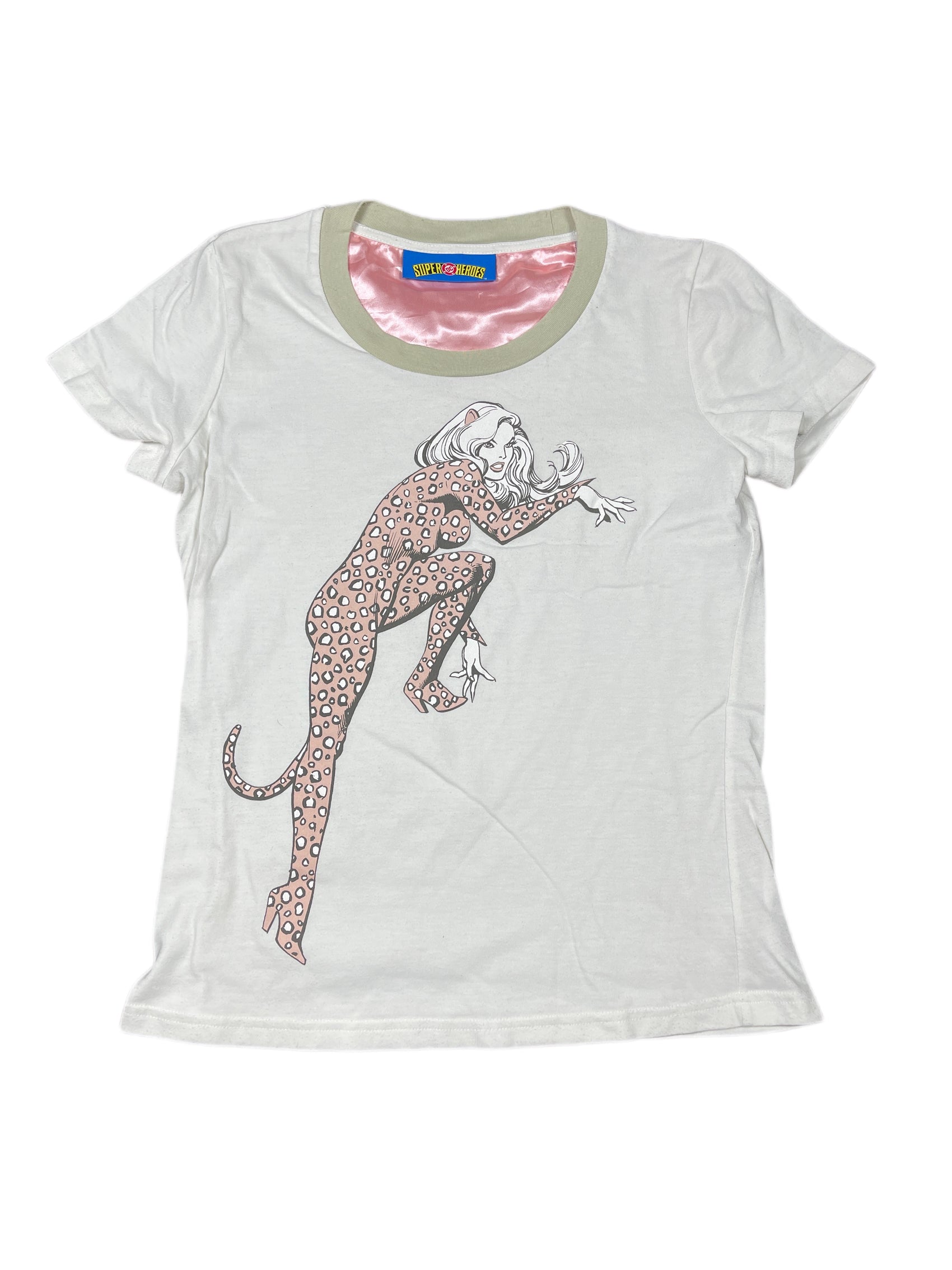 Y2k 2008 Cat Woman Short Sleeve Top White -/M