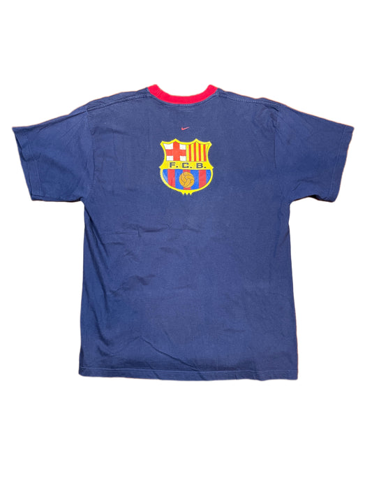 Vintage Nike 1990s Fc Barcelona T-Shirt Navy - L