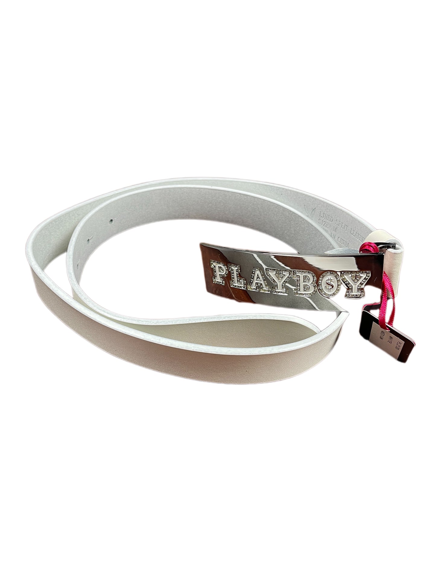 Y2k Playboy Leather Belt White 2004