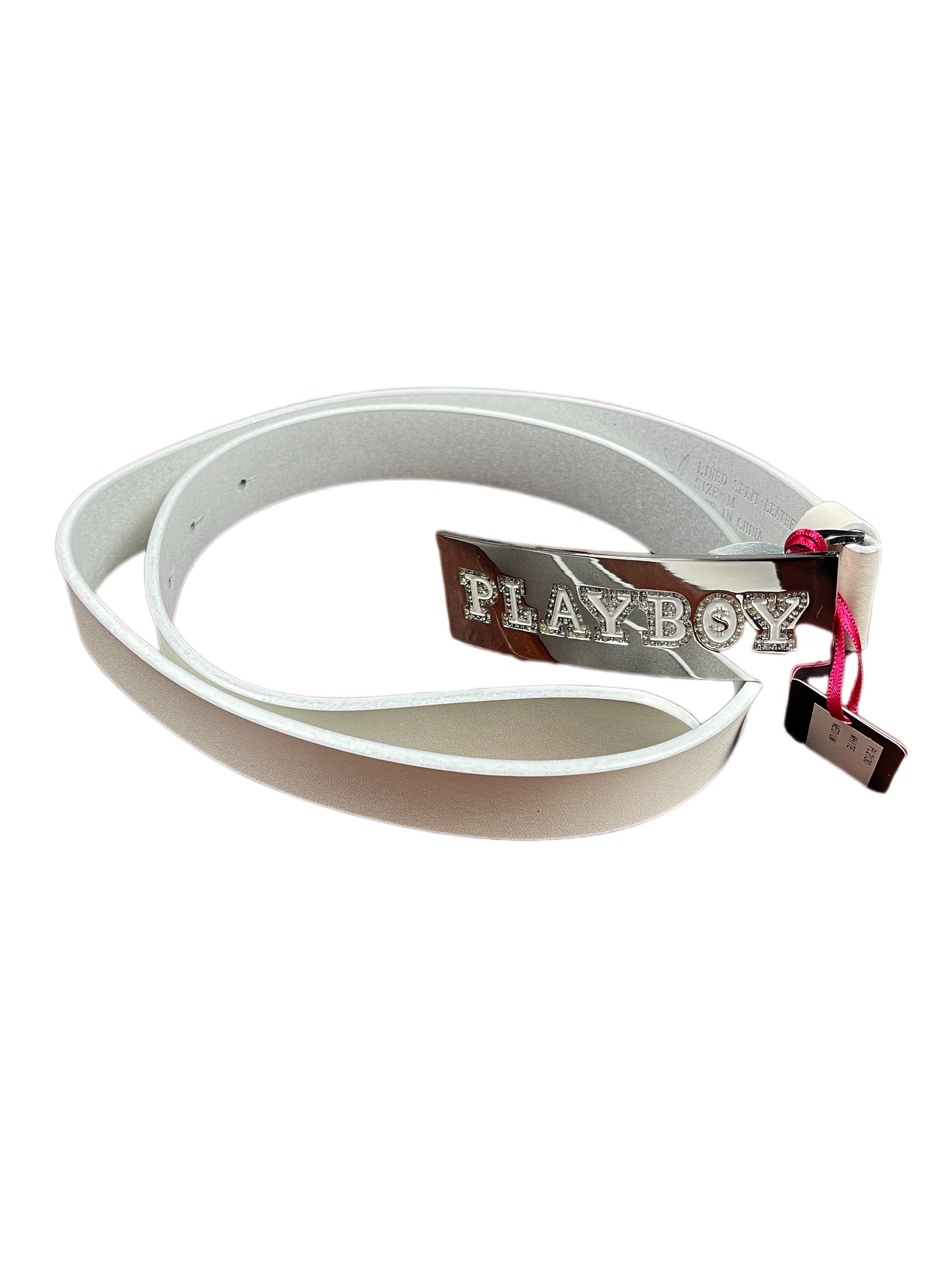 Y2k Playboy Leather Belt White 2004