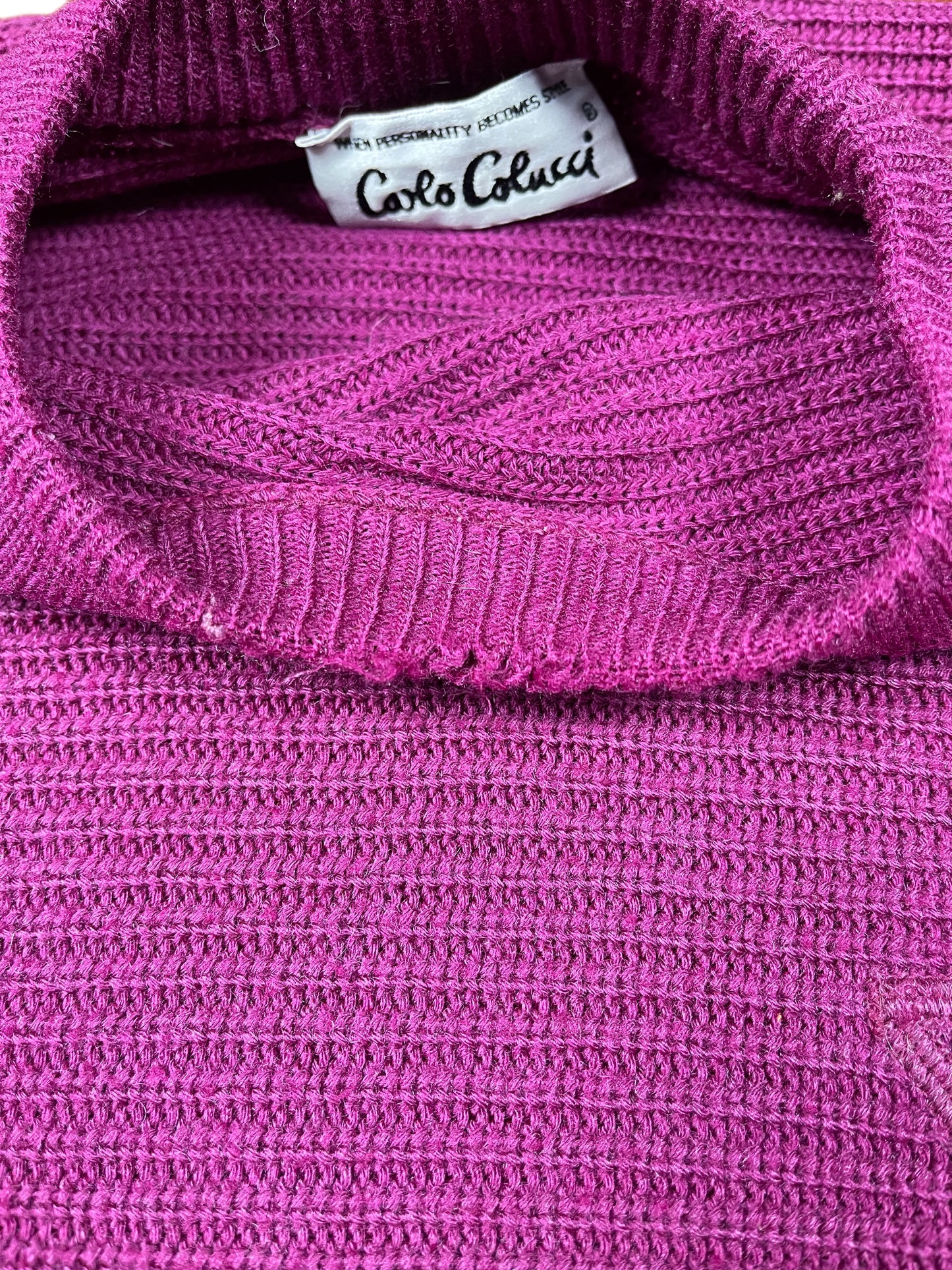 Vintage Carlo Colucci 1980s Knitted Sweatshirt Purple XXL