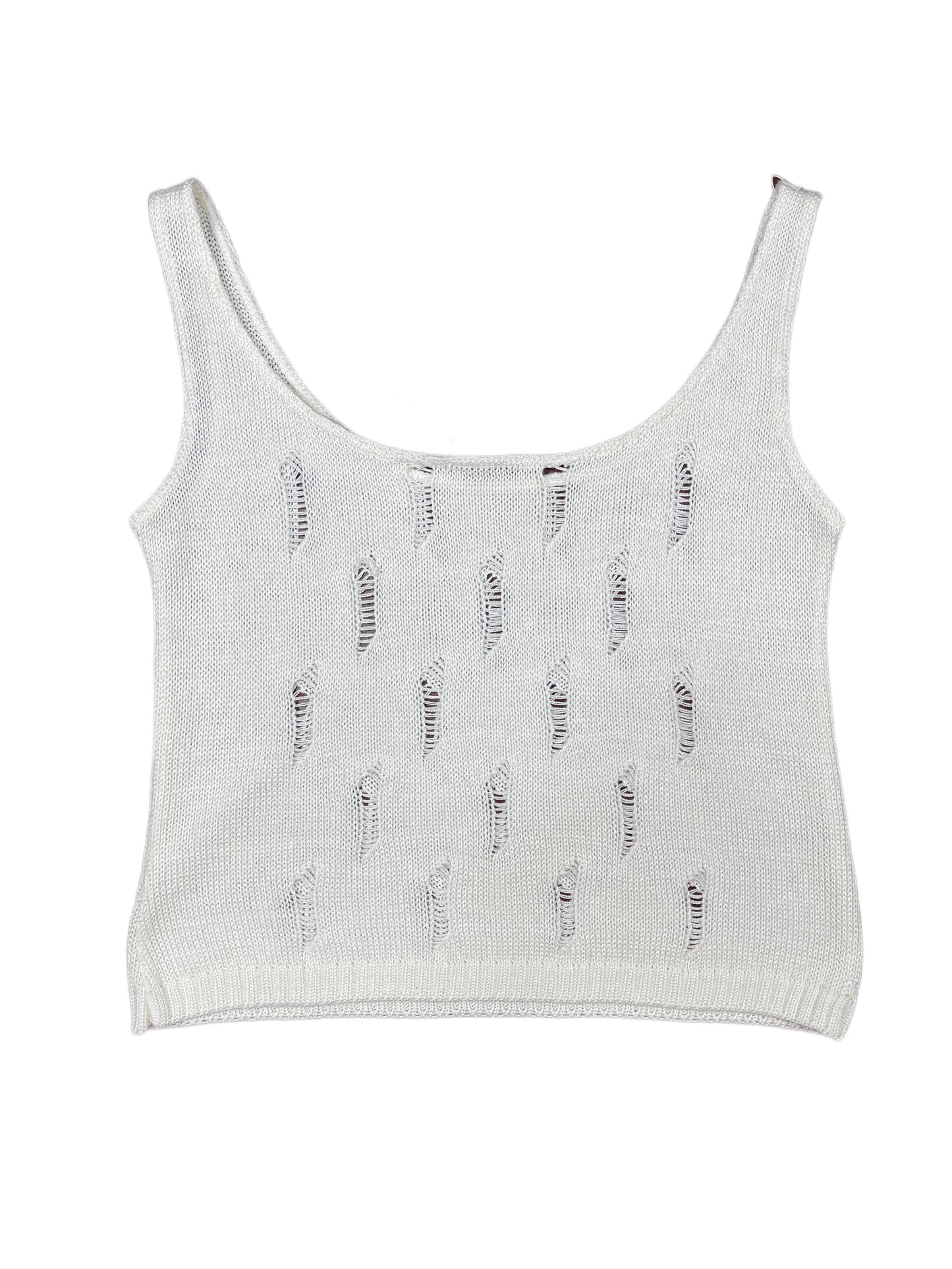 Vintage Knitted Sleeveless Top White - S/M