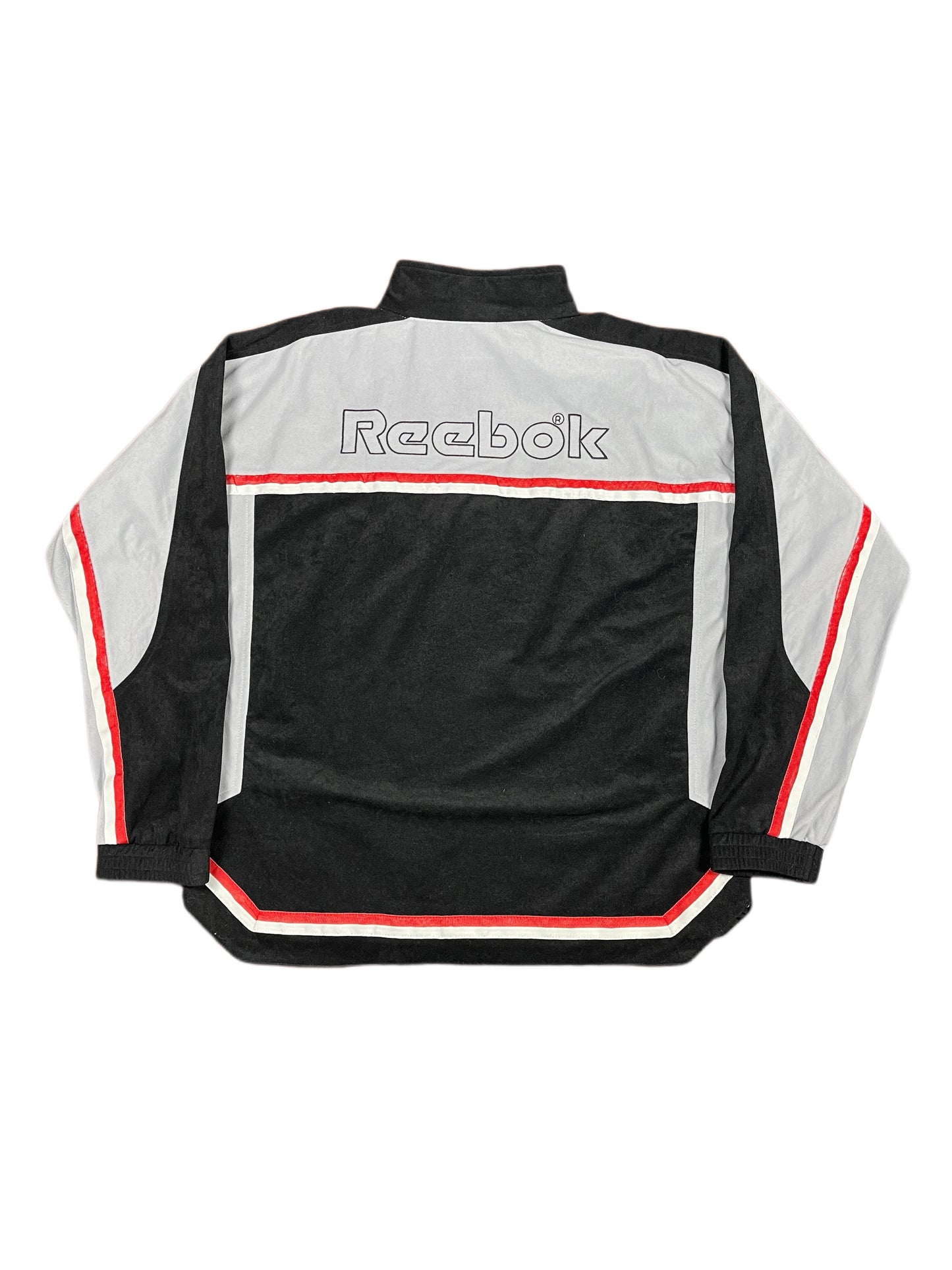 VIntage Reebok Flannel Velur Sport Jacket Black Gray - M