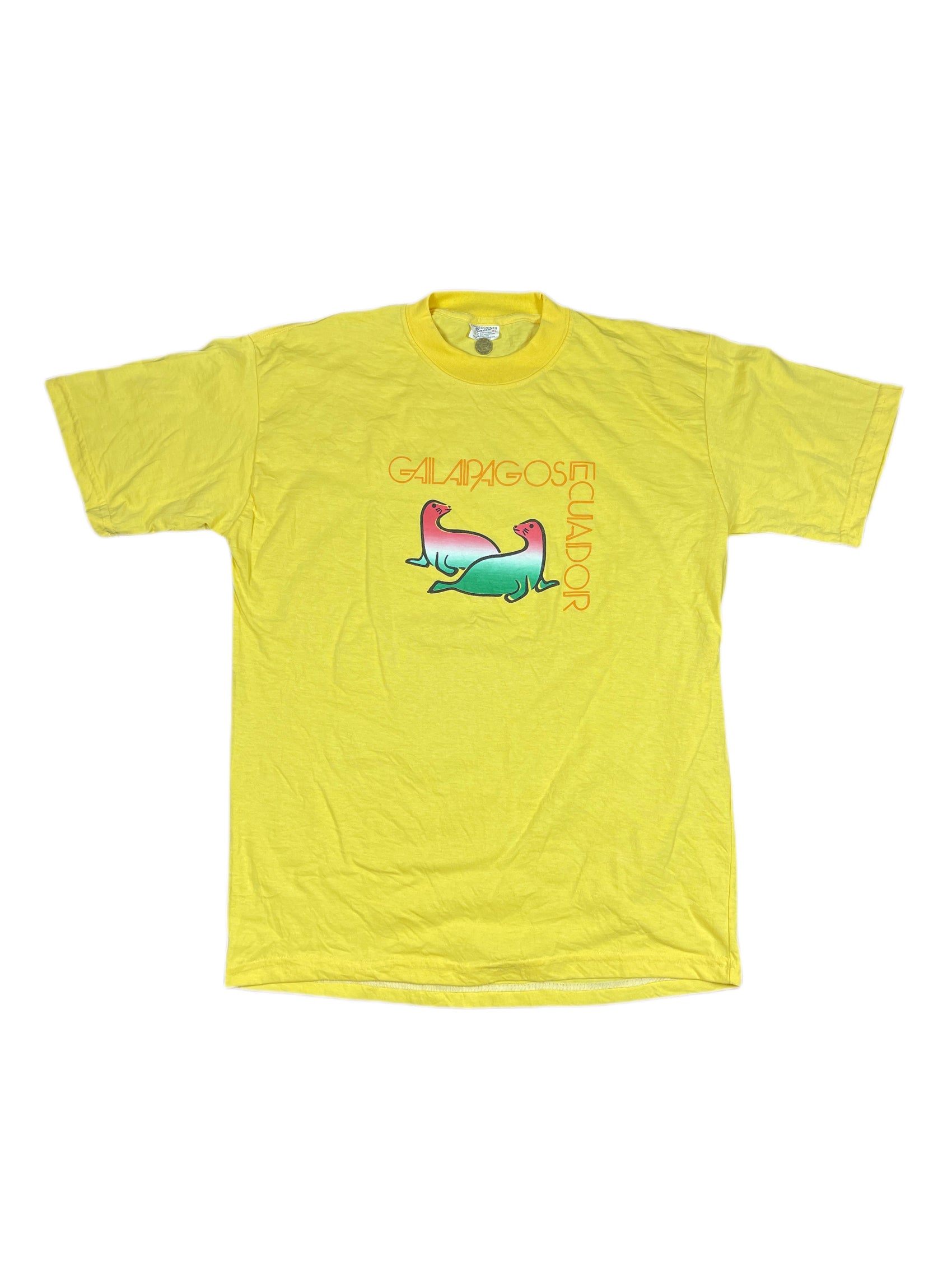 Vintage Galapagos Island T-Shirt Yellow - XL
